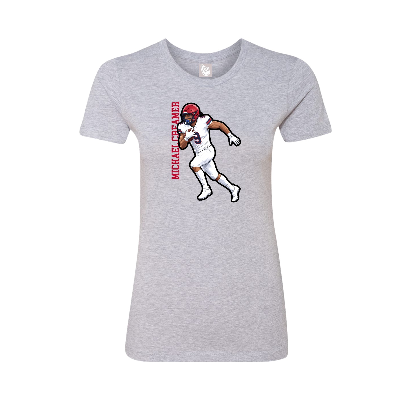 Womens Tee — Name Vertical in Grey