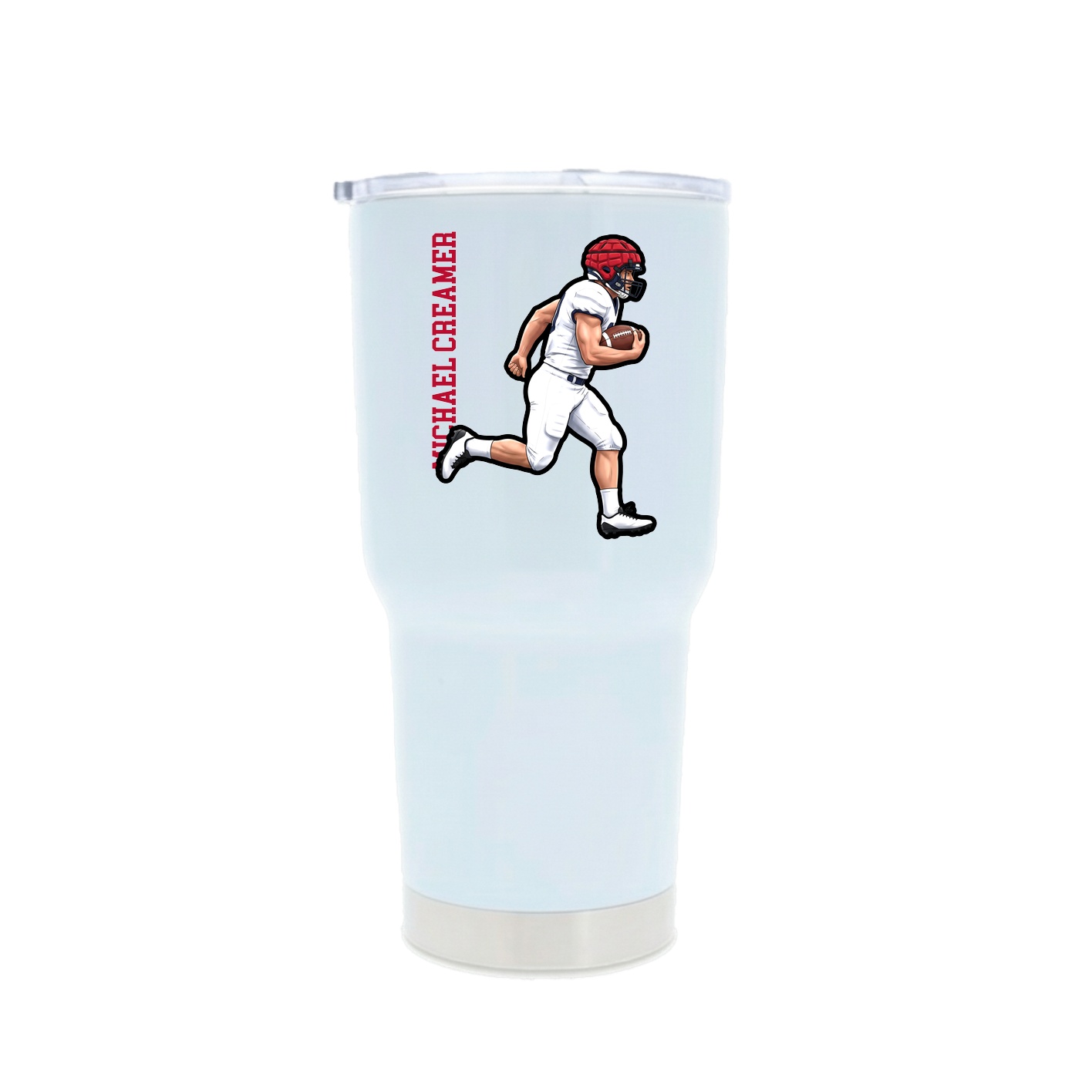 30oz Stainless Steel Tumbler — Name Vertical in White