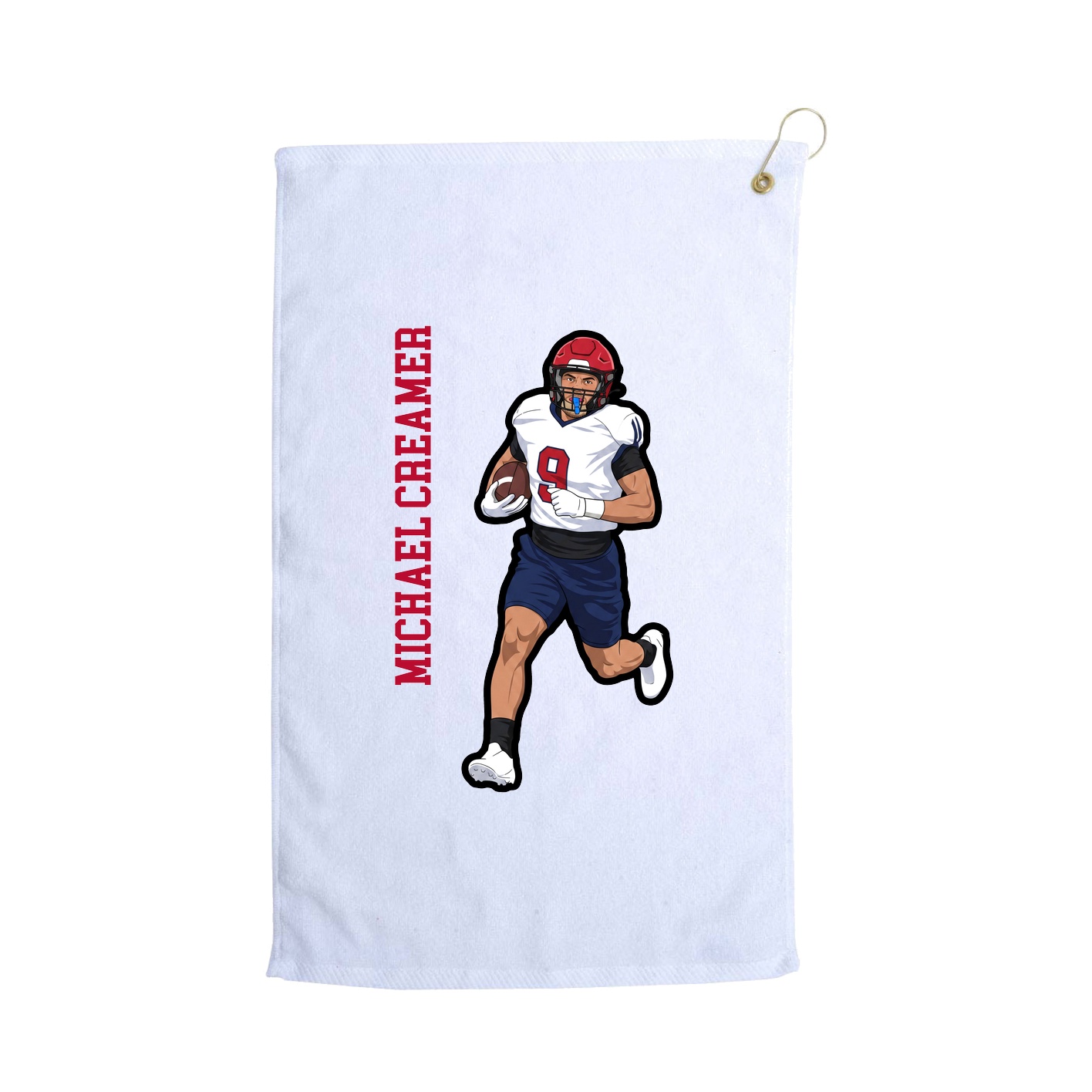 Golf Towel — Name Vertical in White