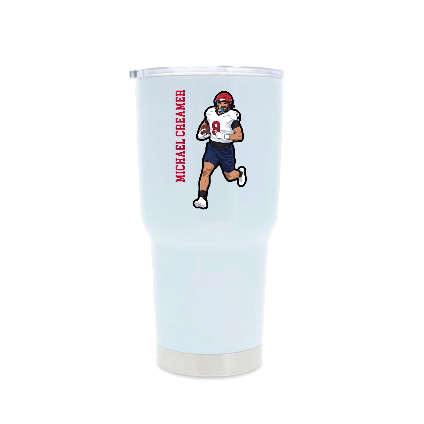 30oz Stainless Steel Tumbler — Name Vertical in White