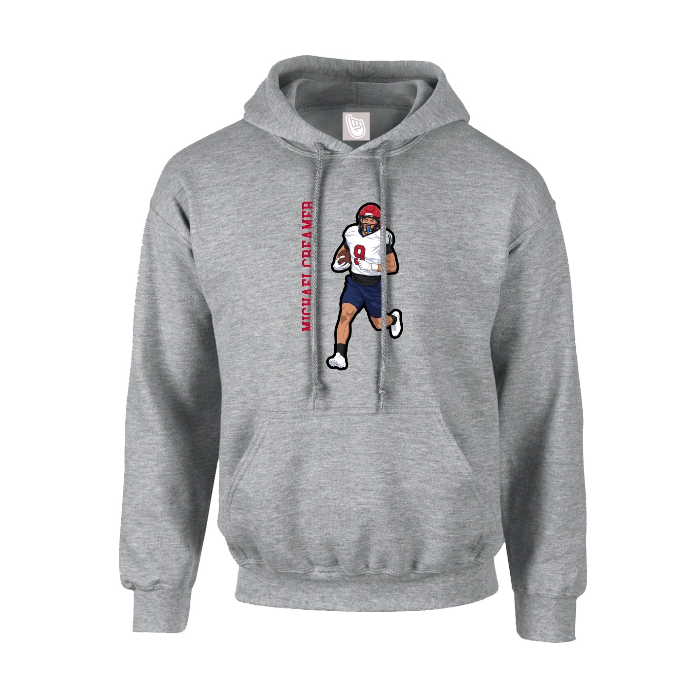 Hoodie — Name Vertical in Grey