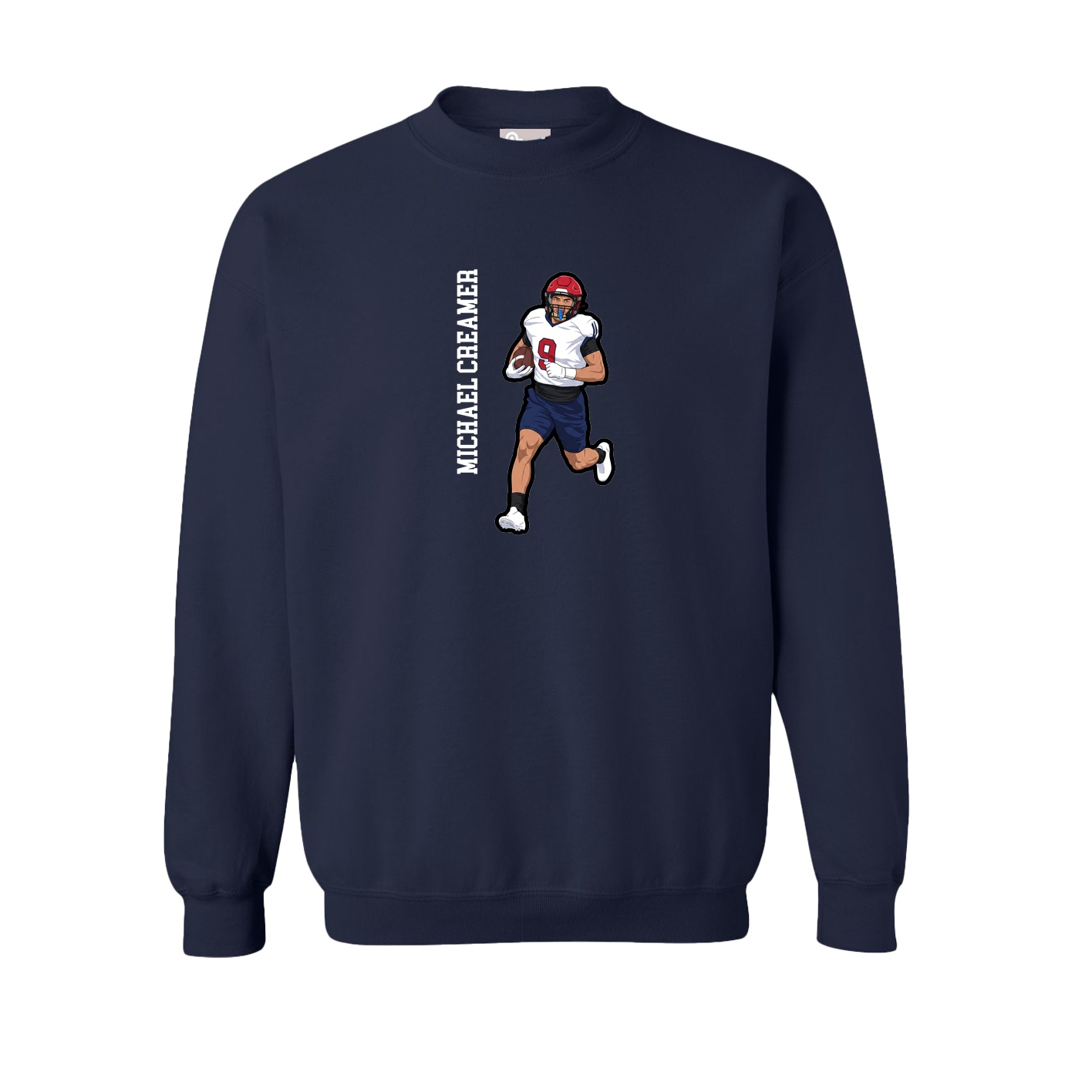 Fleece Crew — Name Vertical in Navy