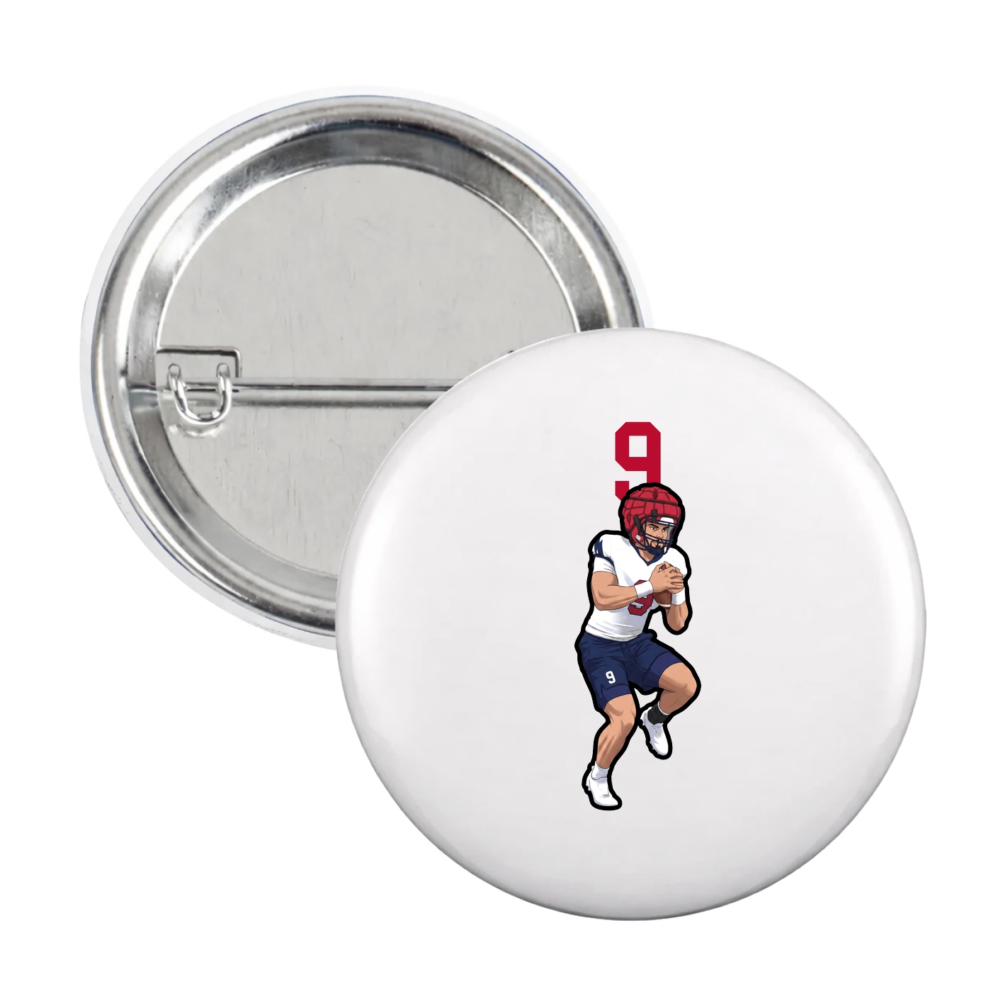 Game Day Button — Number Top in White