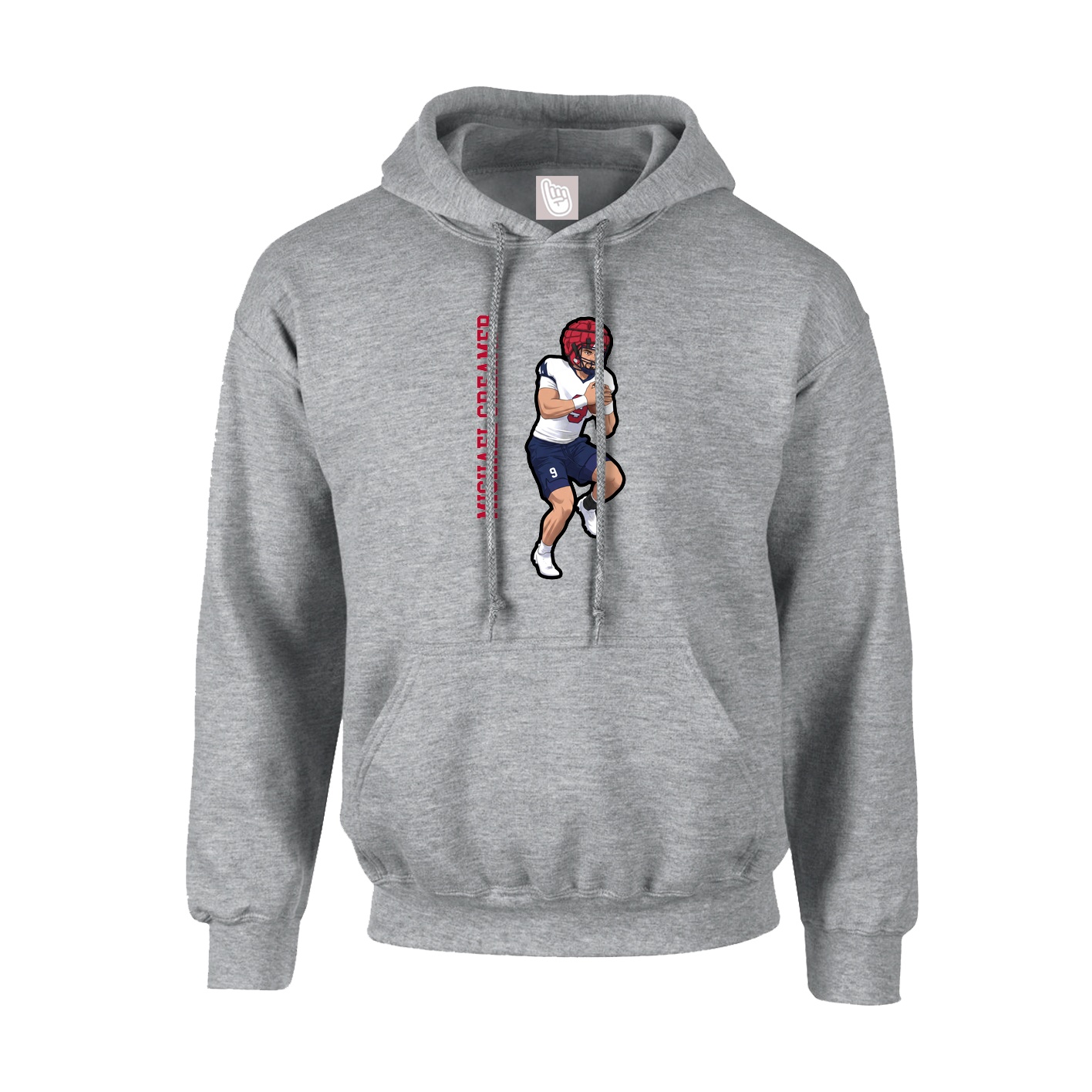 Youth Hoodie — Name Vertical in Grey