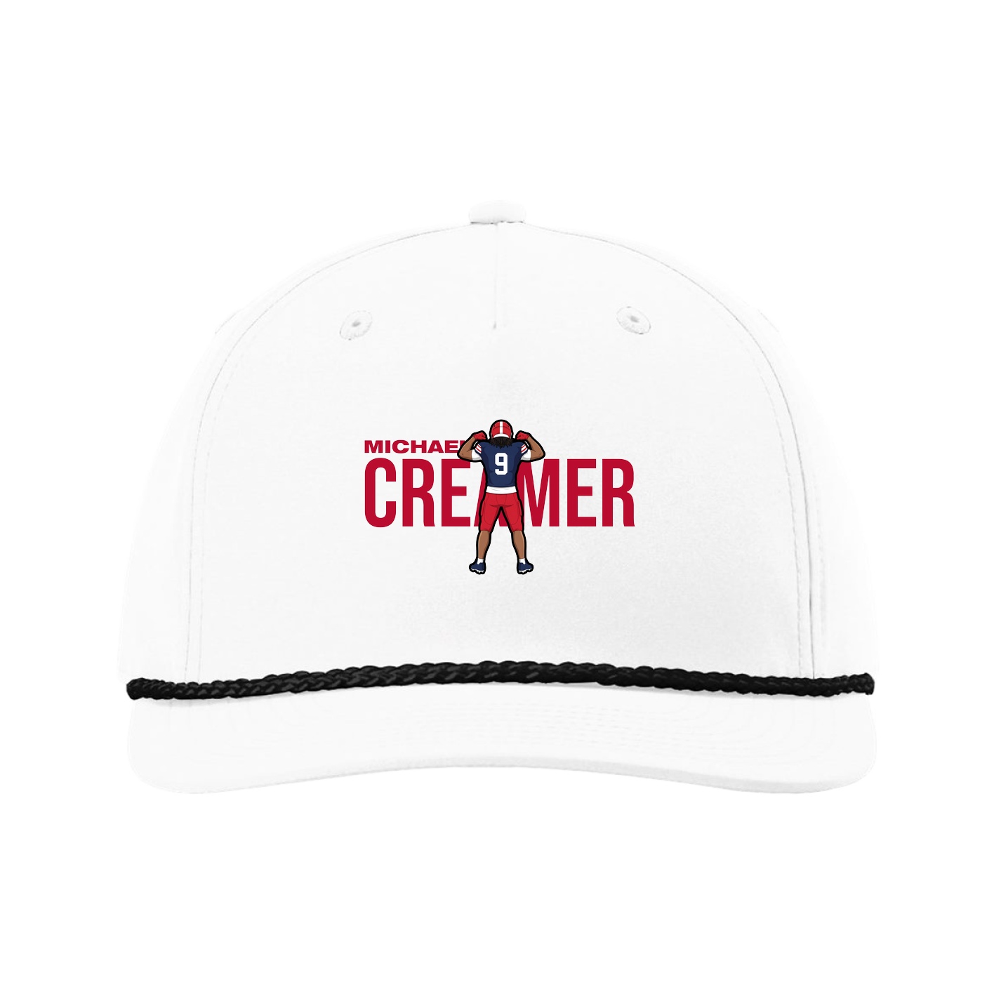 Five-Panel Classic Rope Cap — Player Name in White
