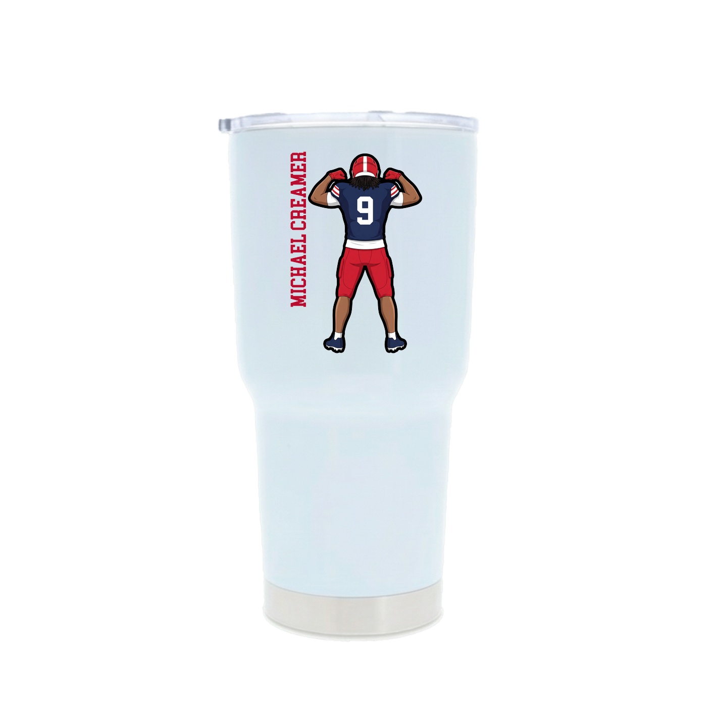 30oz Stainless Steel Tumbler — Name Vertical in White