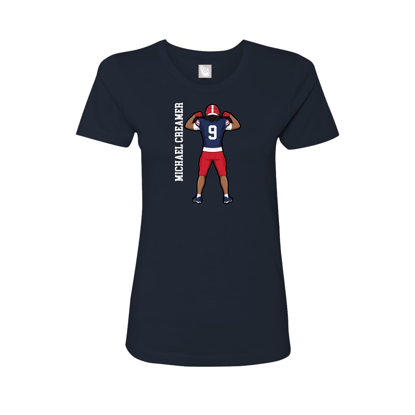 Fitted Women's Tee — Name Vertical in Navy