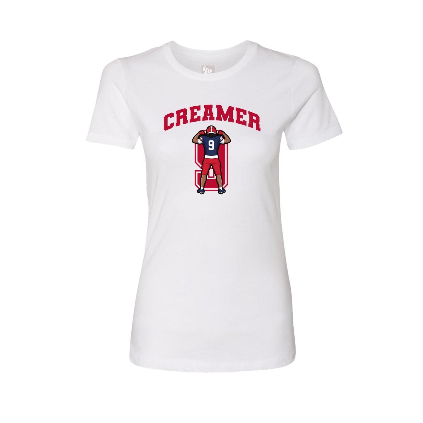 Fitted Women's Tee — Number in White
