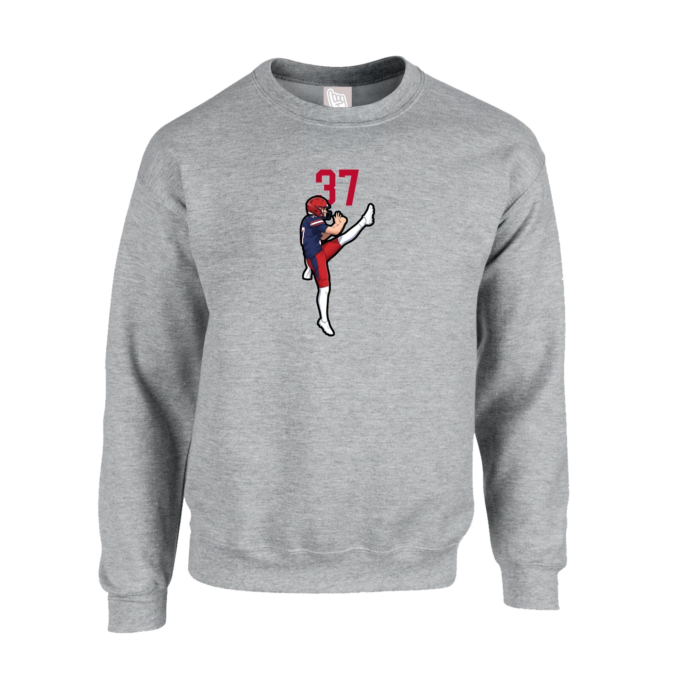 Fleece Crew — Number Top in Grey