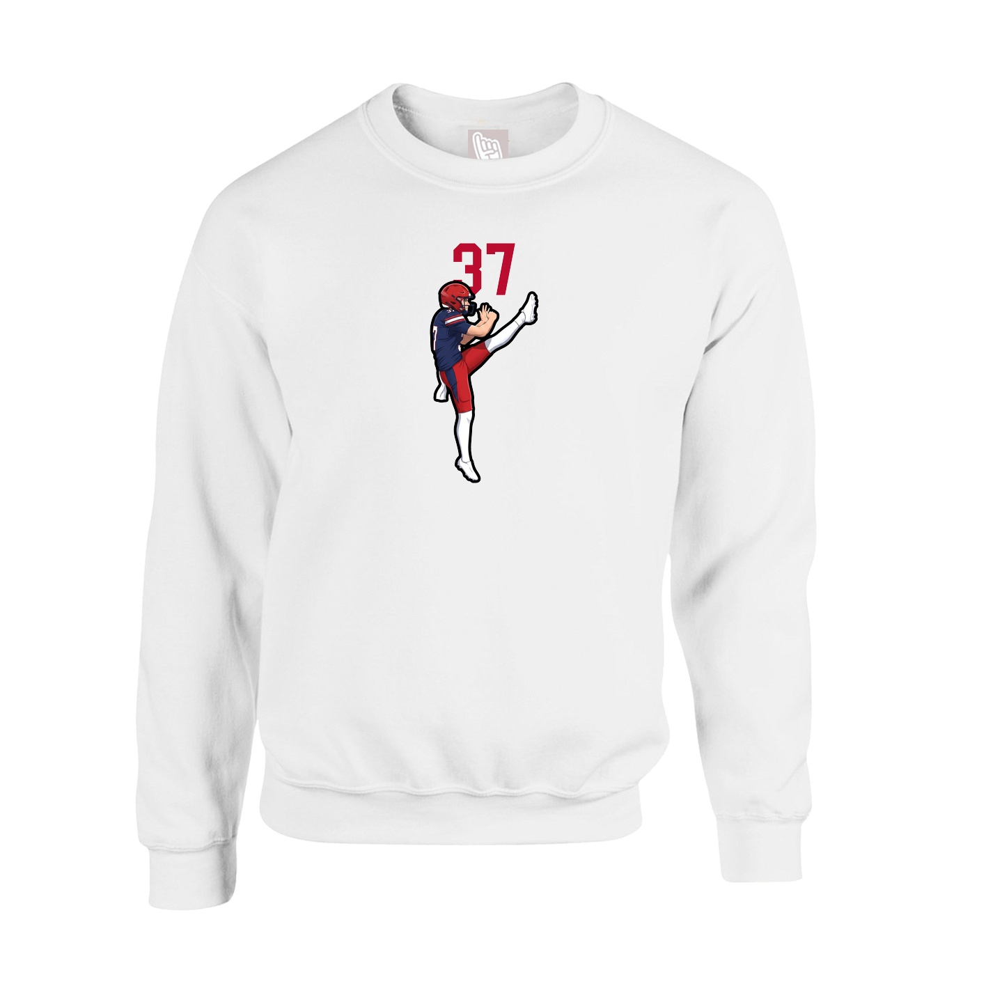 Fleece Crew — Number Top in White