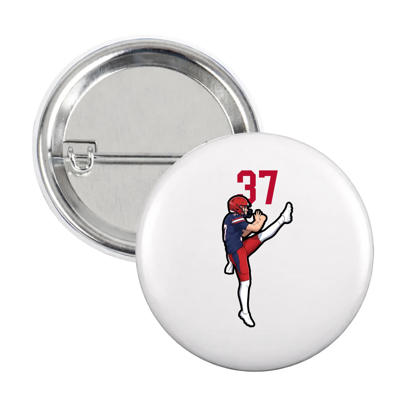 Game Day Button — Number Top in White