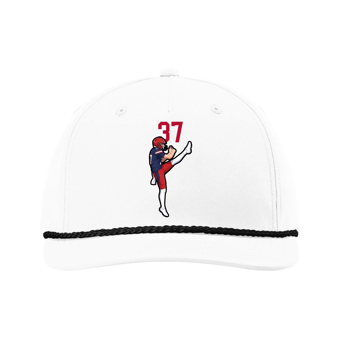 Five-Panel Classic Rope Cap — Number Top in White