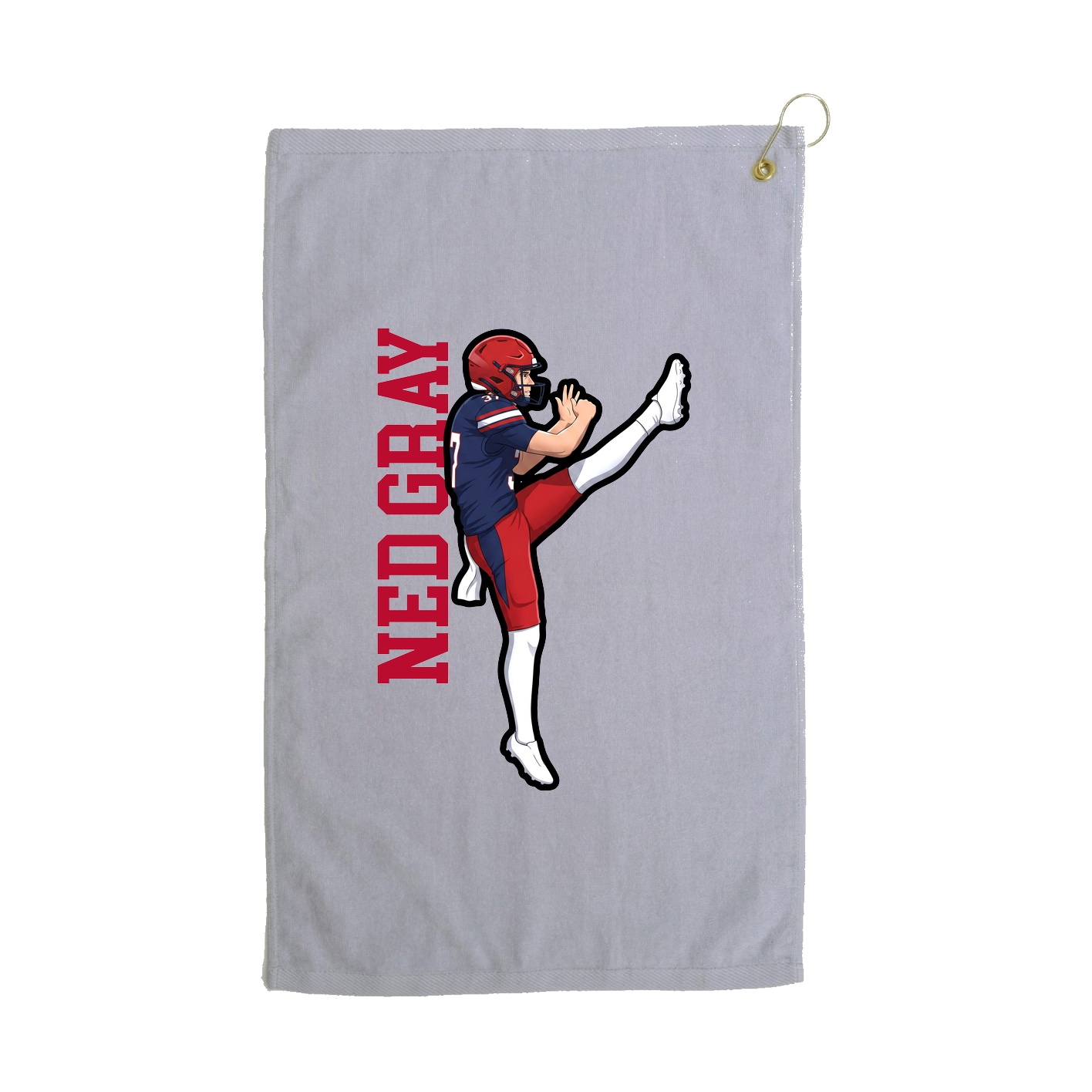 Golf Towel — Name Vertical in Grey