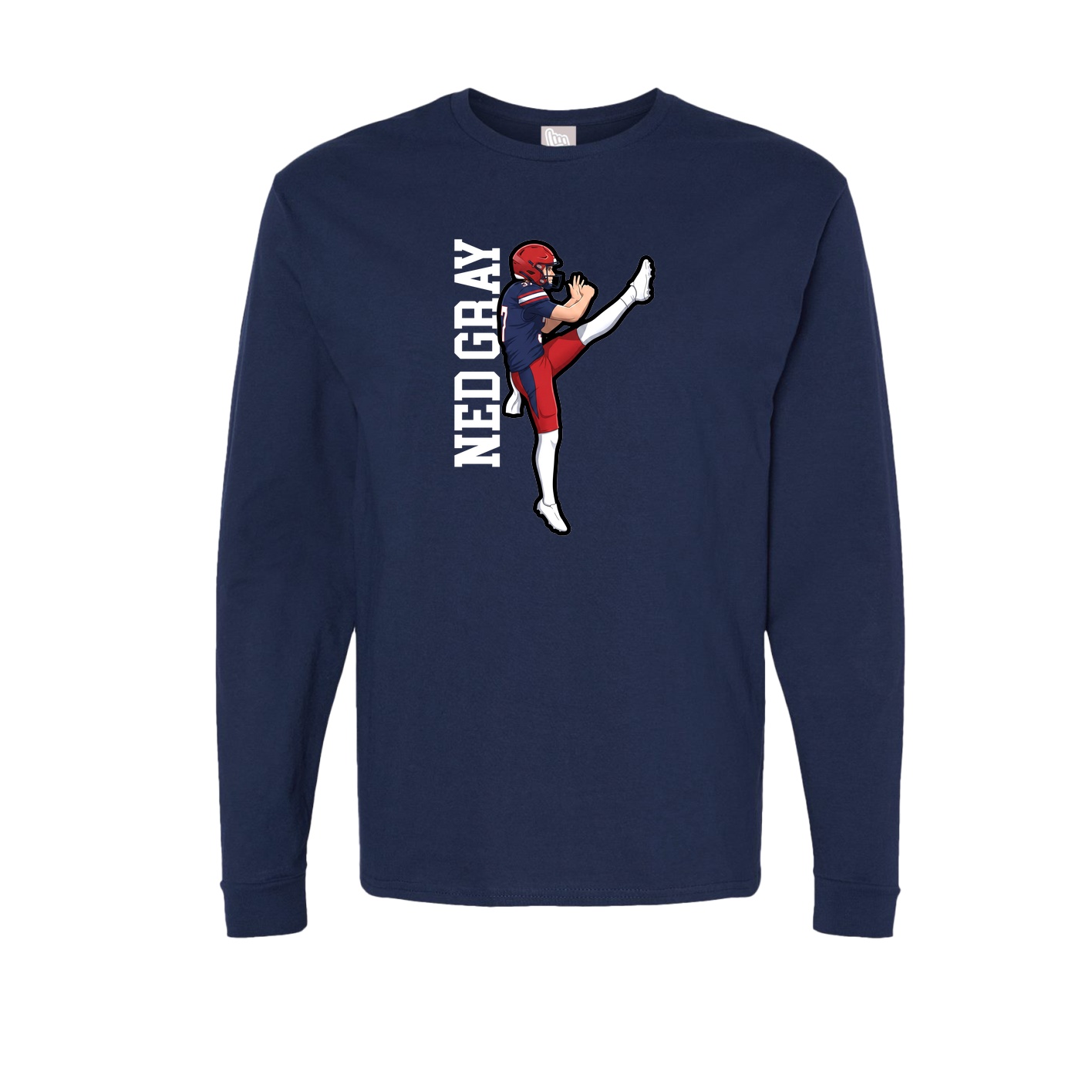 Long Sleeve Tee — Name Vertical in Navy