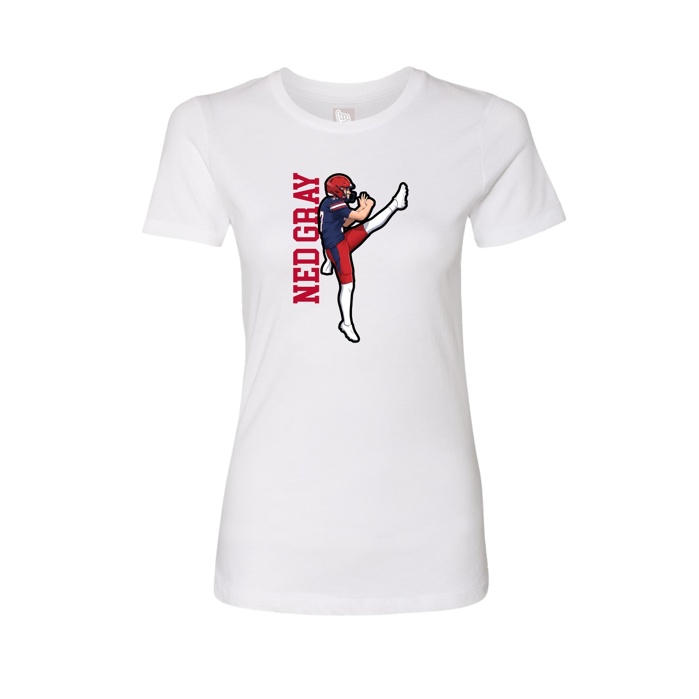Fitted Women's Tee — Name Vertical in White