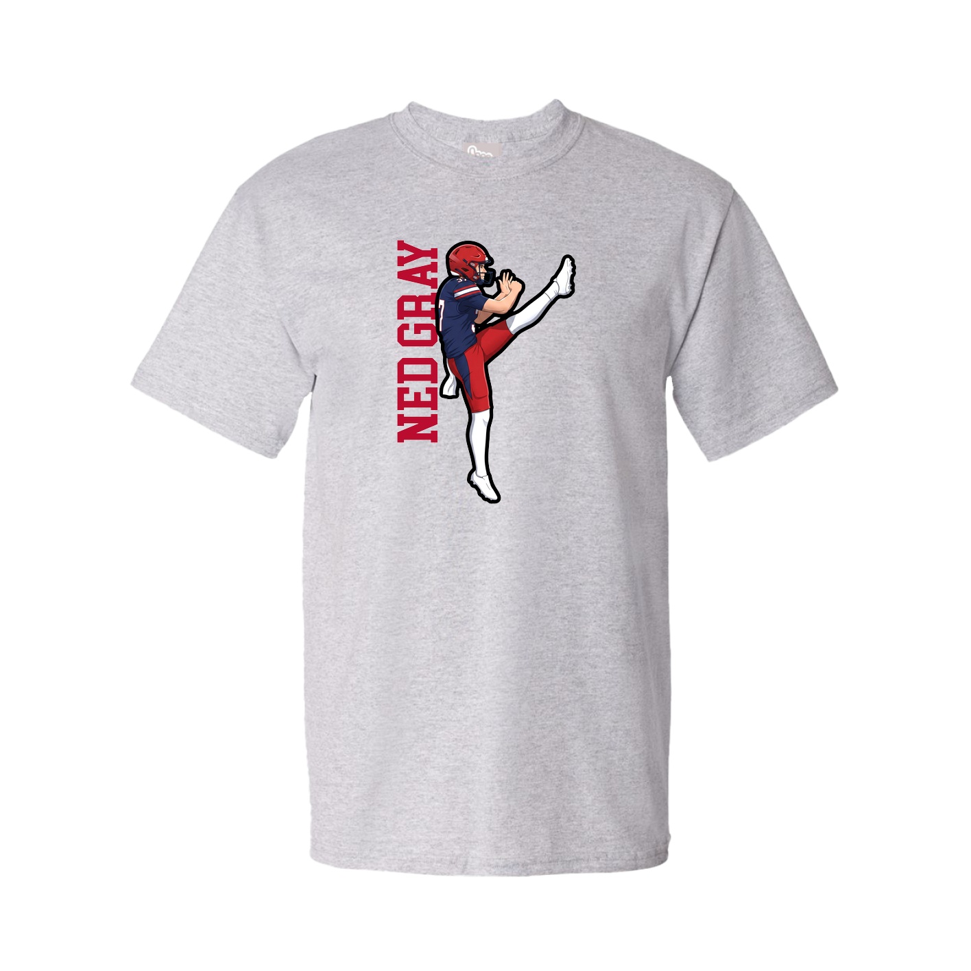 Youth Tee — Name Vertical in Grey