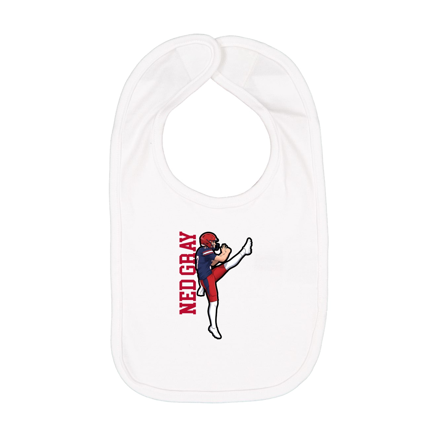 Infant Bib — Name Vertical in White