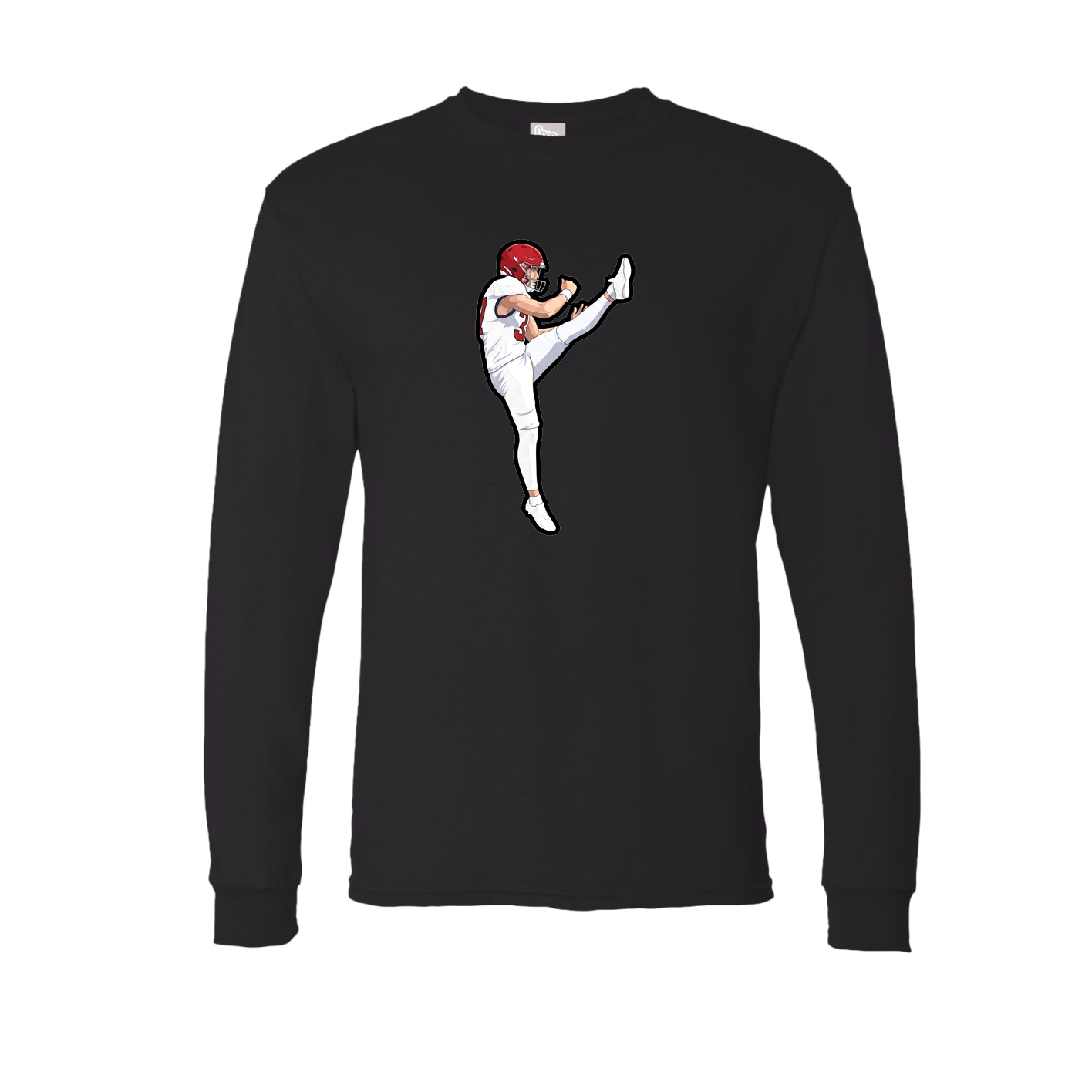 Long Sleeve Tee — Name Vertical in Black