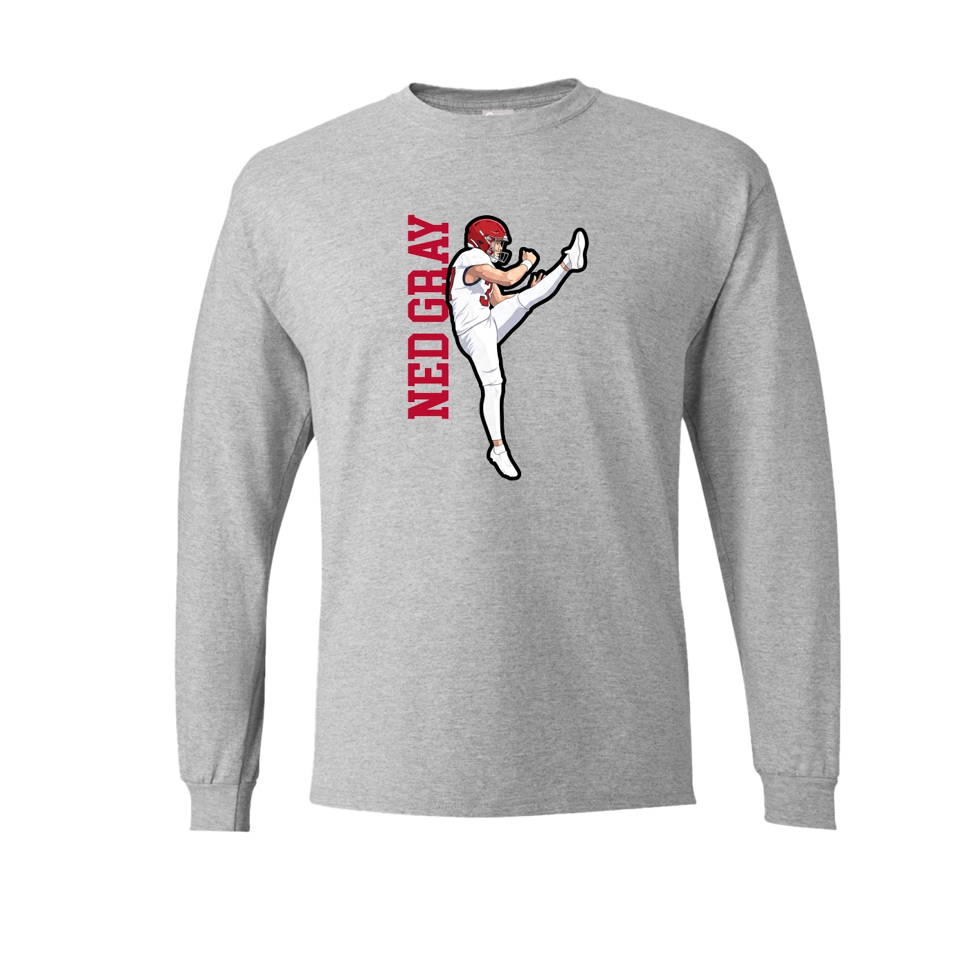 Long Sleeve Tee — Name Vertical in Grey