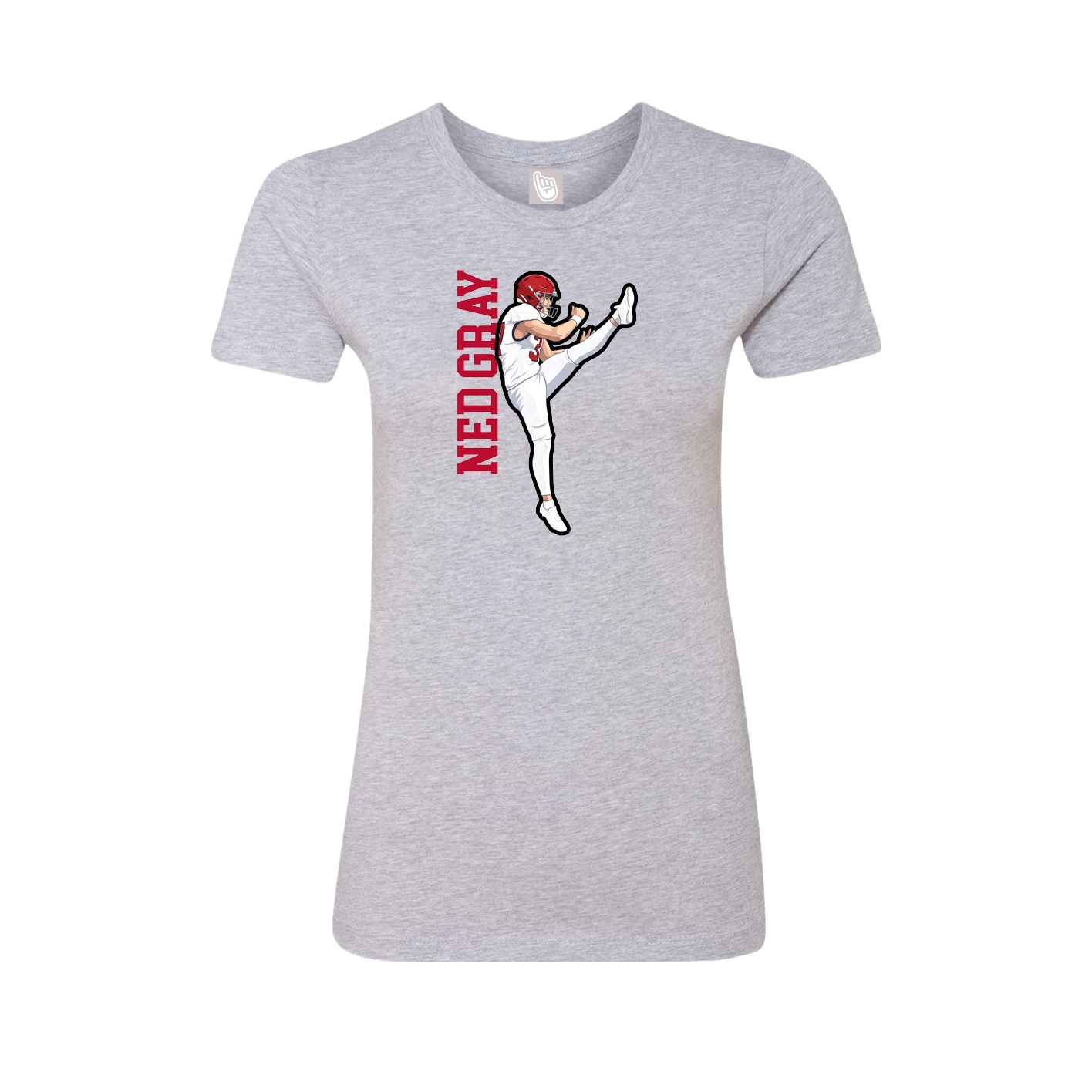 Fitted Women's Tee — Name Vertical in Grey