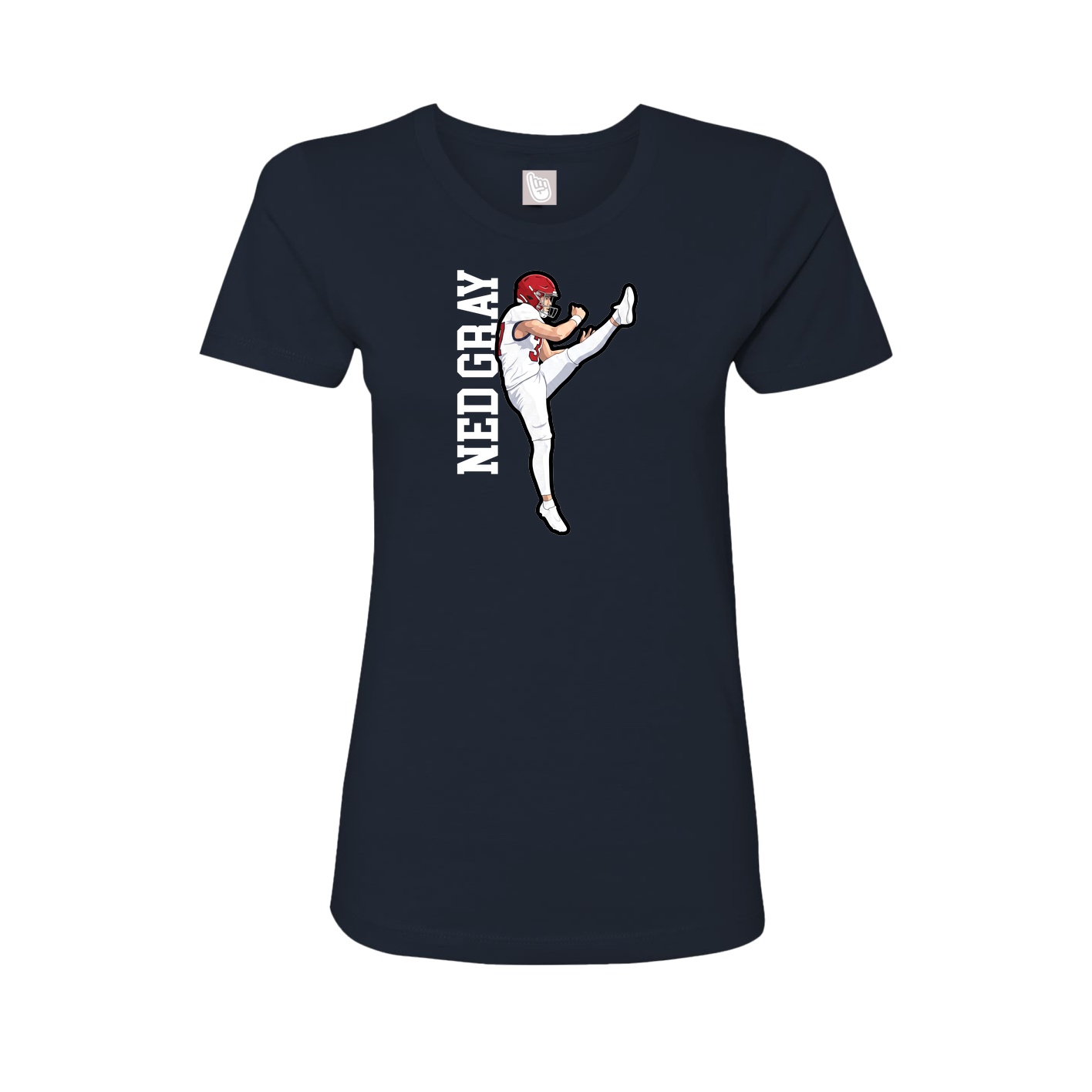 Womens Tee — Name Vertical in Navy
