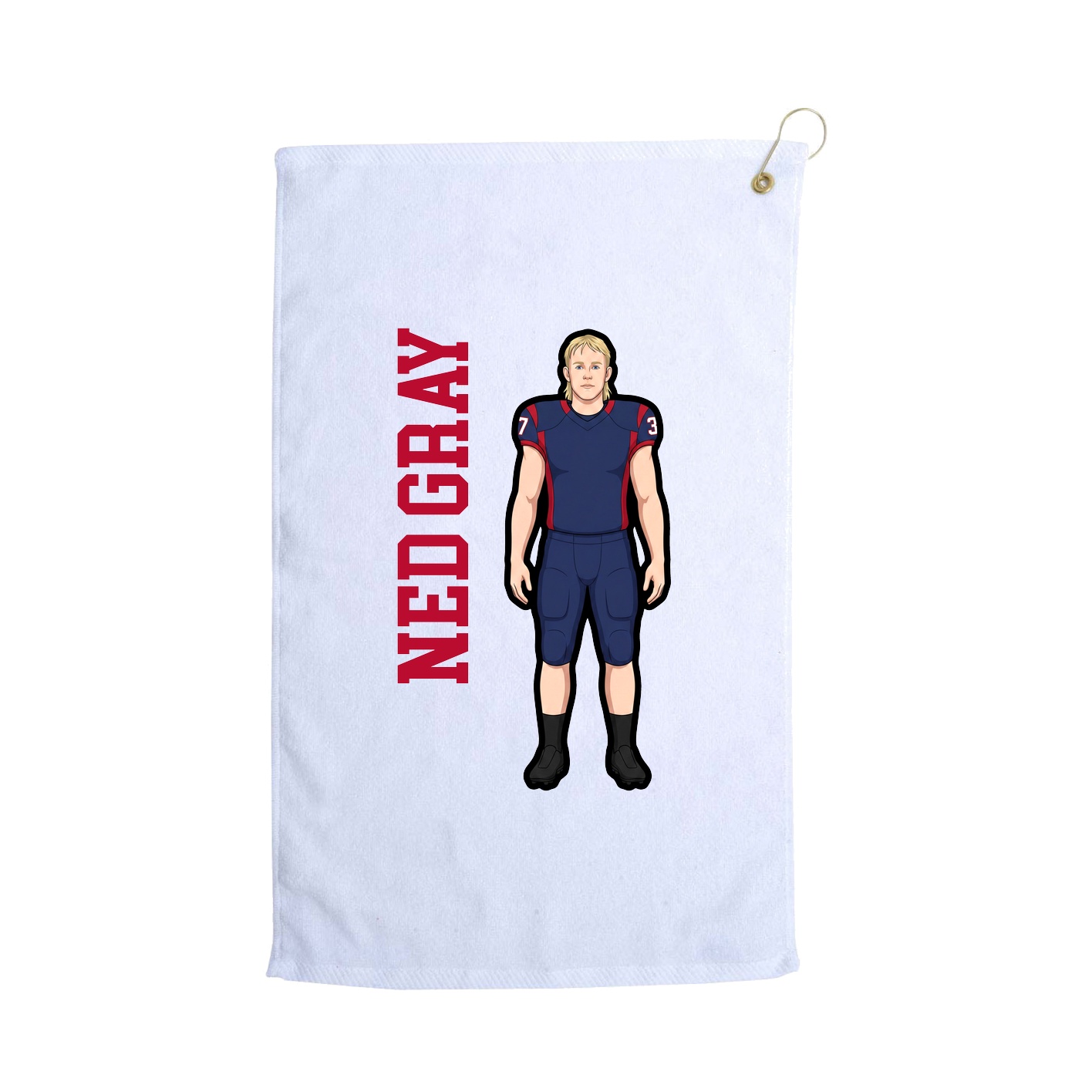 Golf Towel — Name Vertical in White