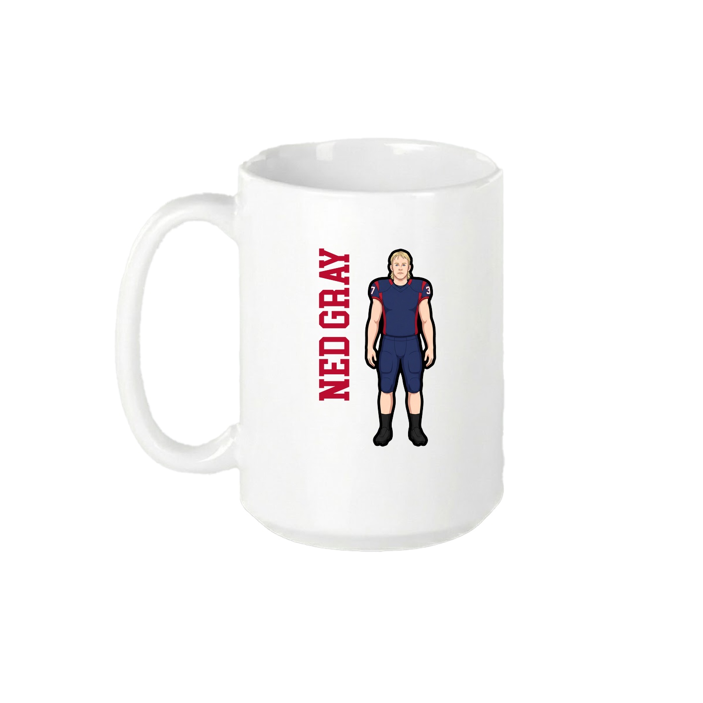 15oz Coffee Mug — Name Vertical in White