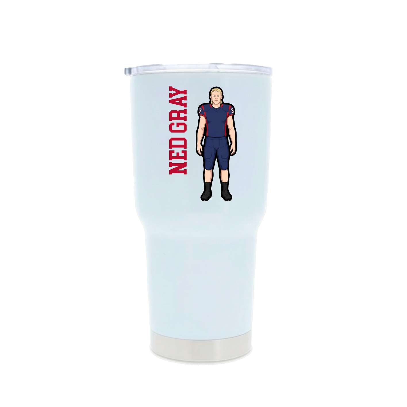 30oz Stainless Steel Tumbler — Name Vertical in White