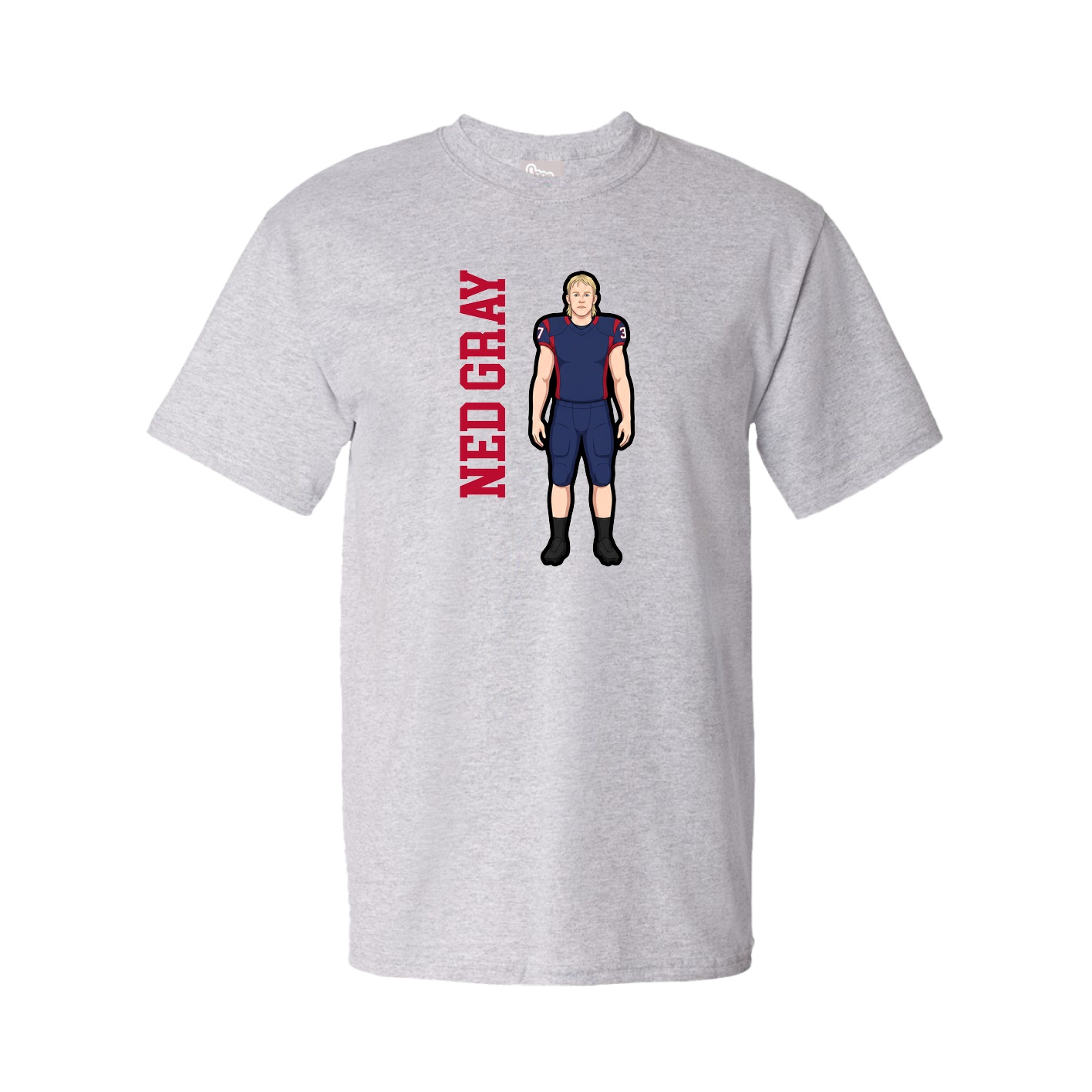 Youth Tee — Name Vertical in Grey