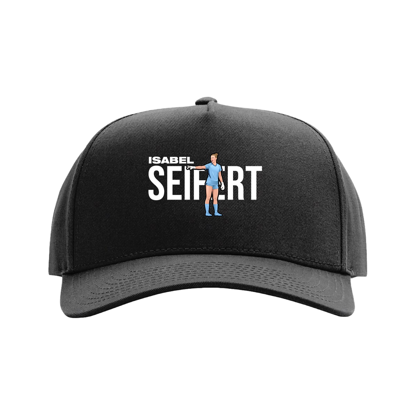 Full Fabric Five-Panel Champ Cap — Player Name in Black