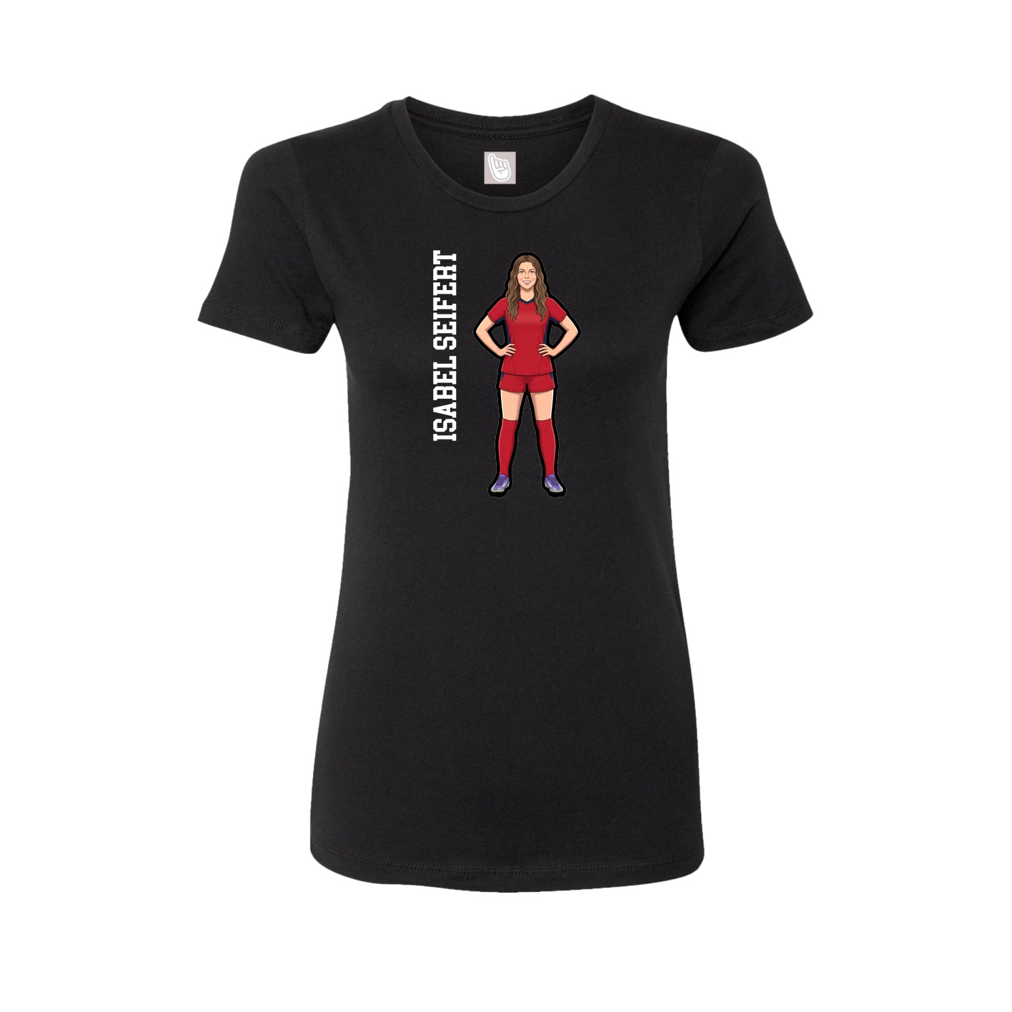 Fitted Women's Tee — Name Vertical in Black