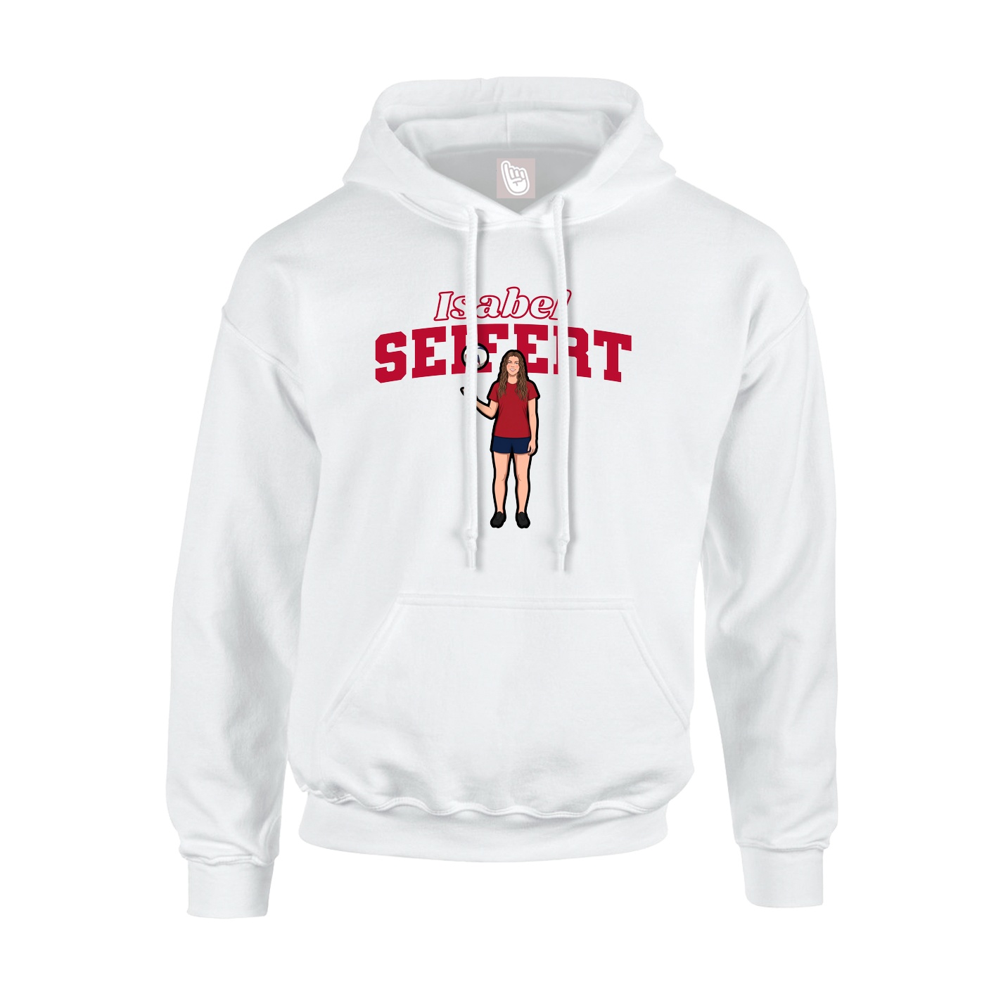 Youth Hoodie — Name Arch in White