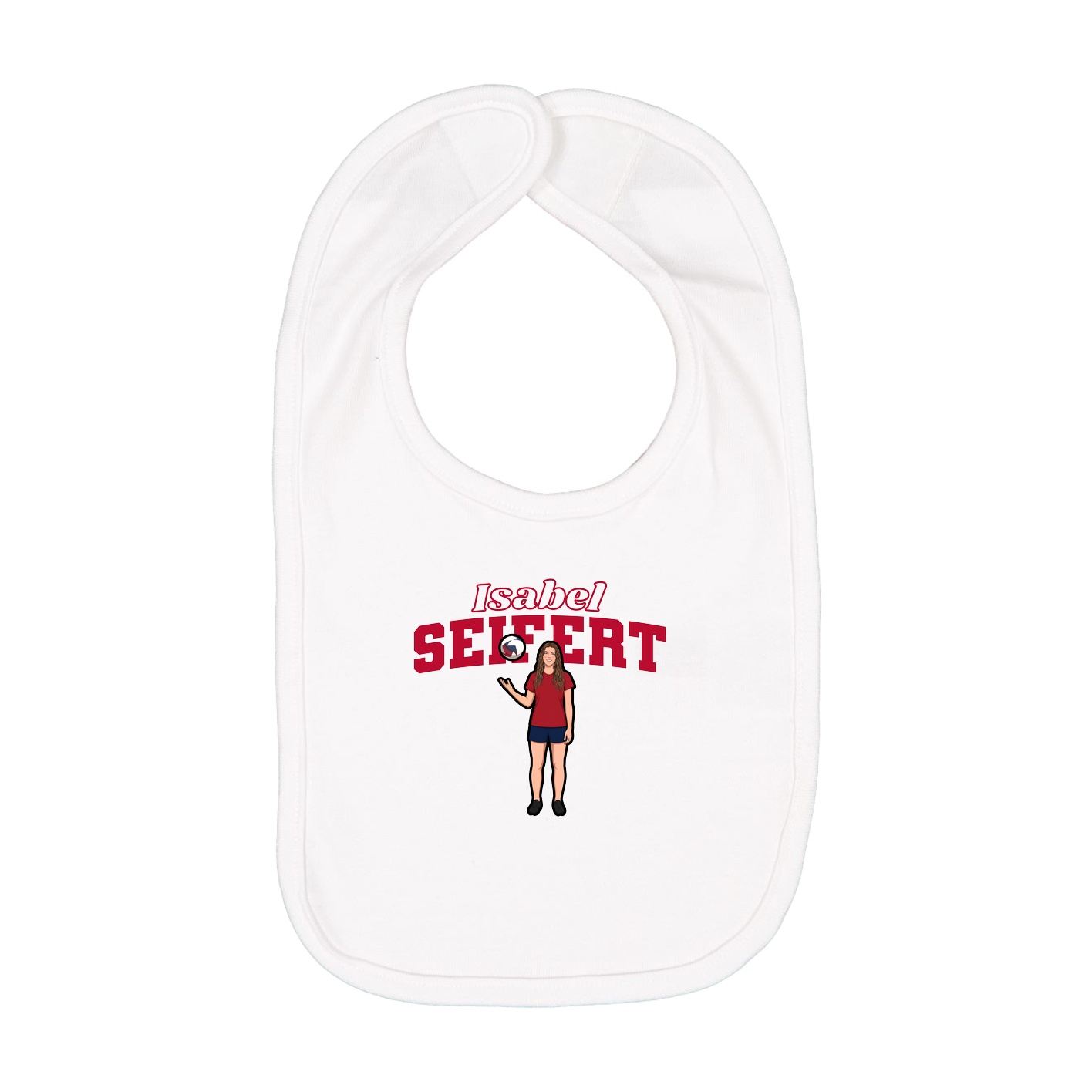 Infant Bib — Name Arch in White