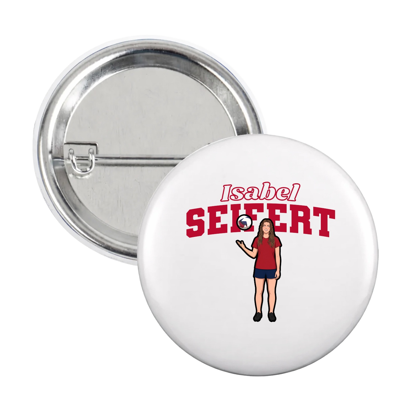 Game Day Button — Name Arch in White