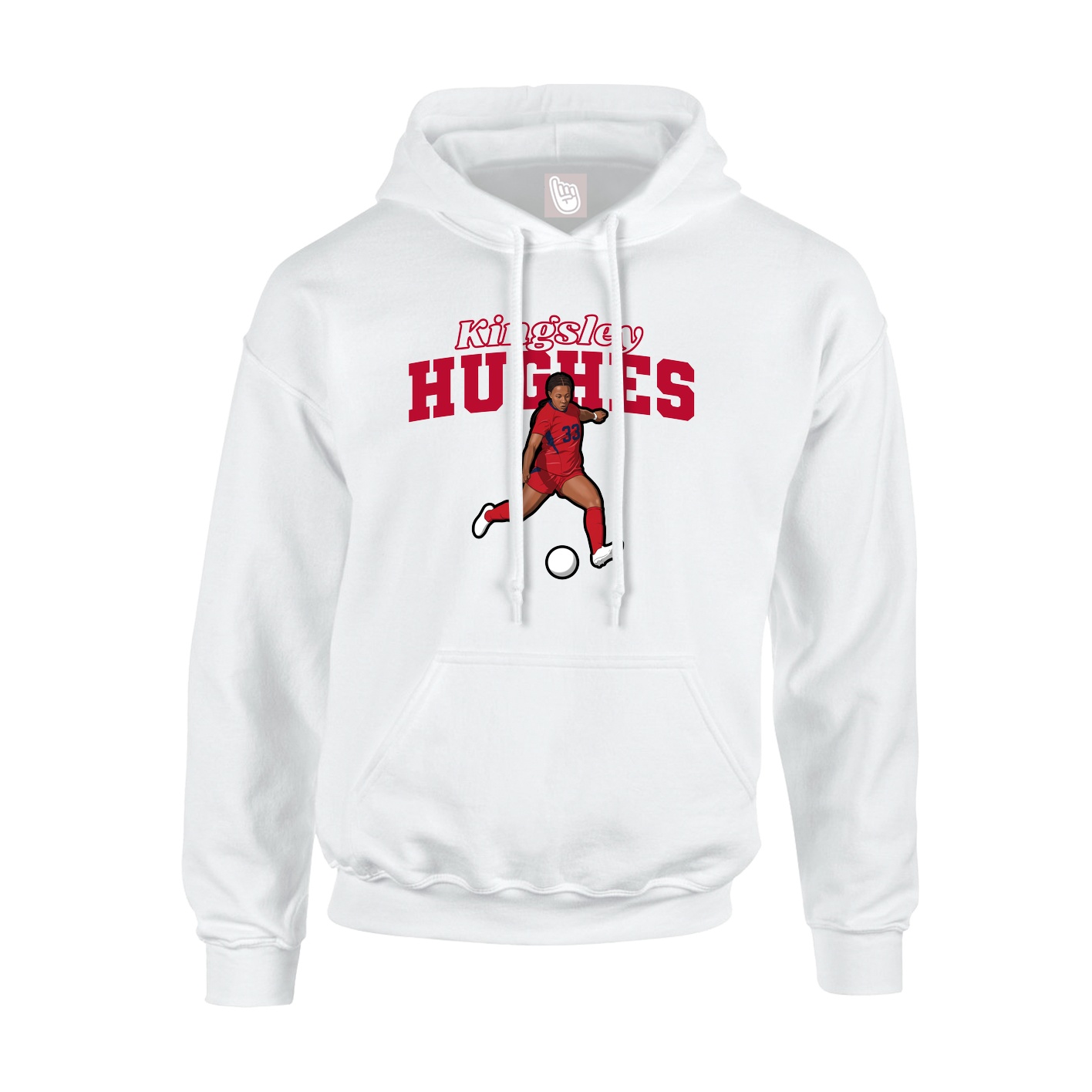 Youth Hoodie — Name Arch in White