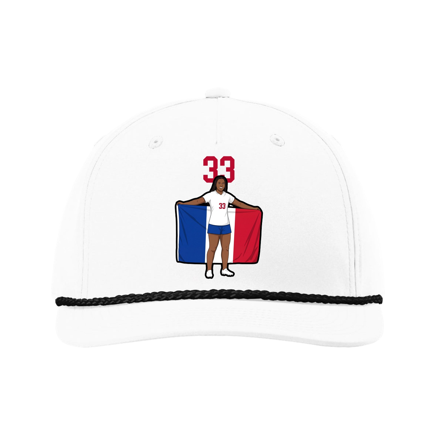 Five-Panel Classic Rope Cap — Number Top in White