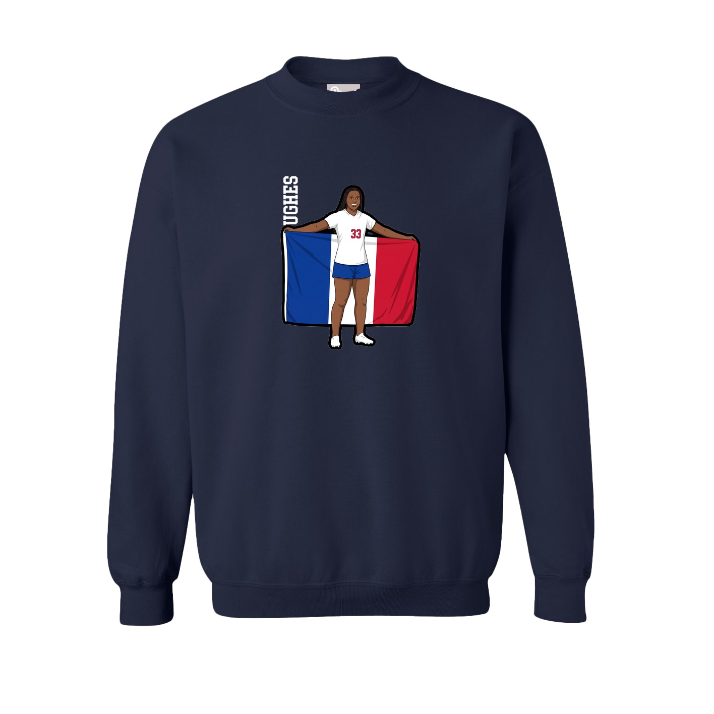 Fleece Crew — Name Vertical in Navy