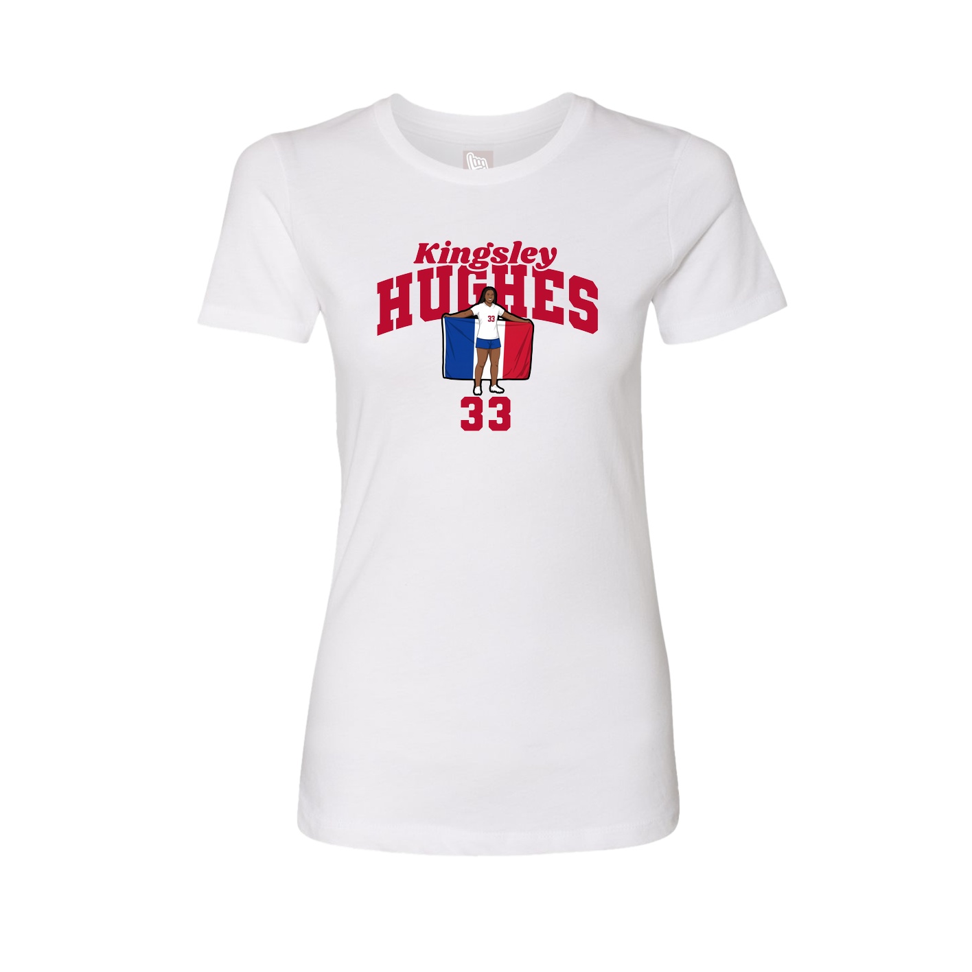 Fitted Women's Tee — Signature Arch in White