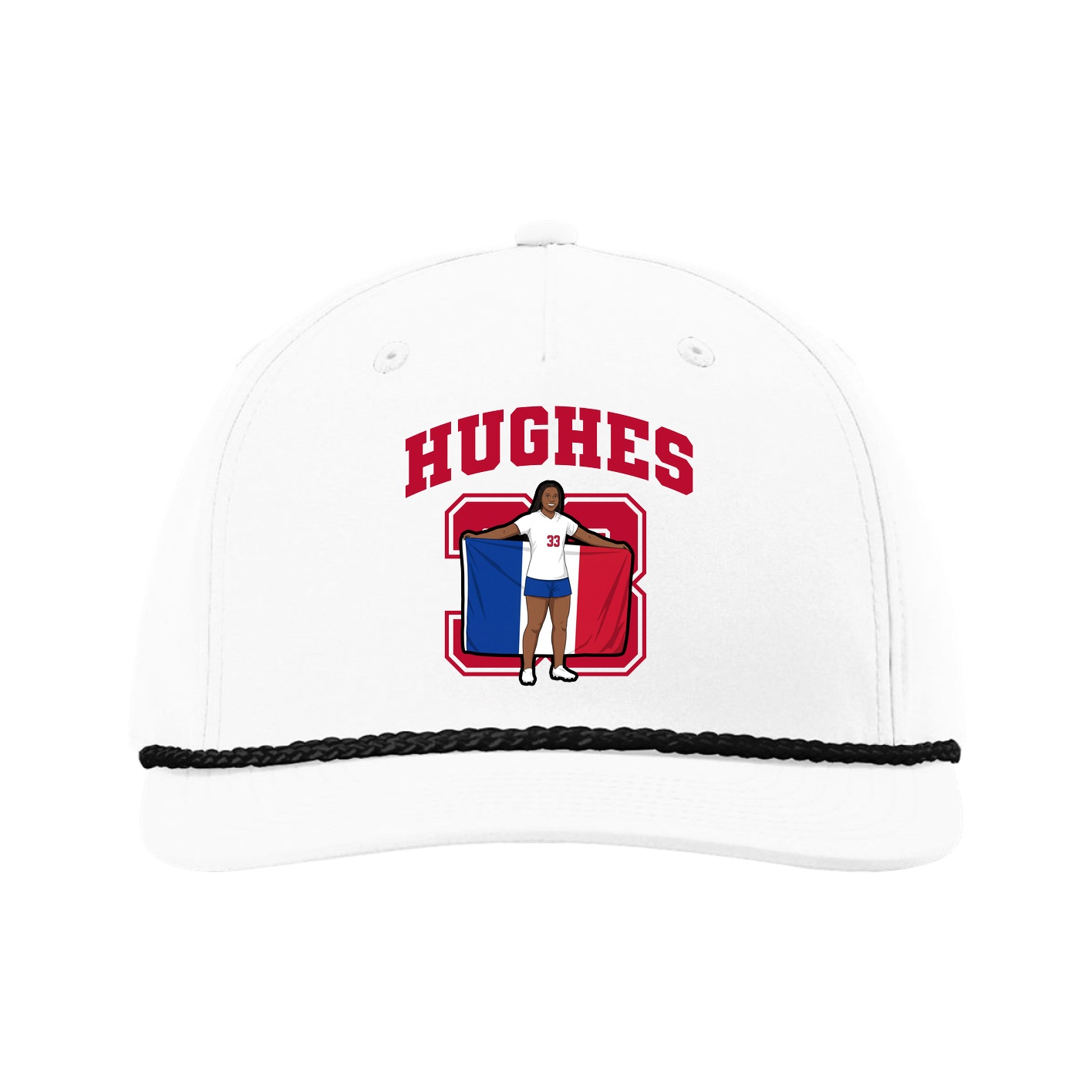 Five-Panel Classic Rope Cap — Number in White