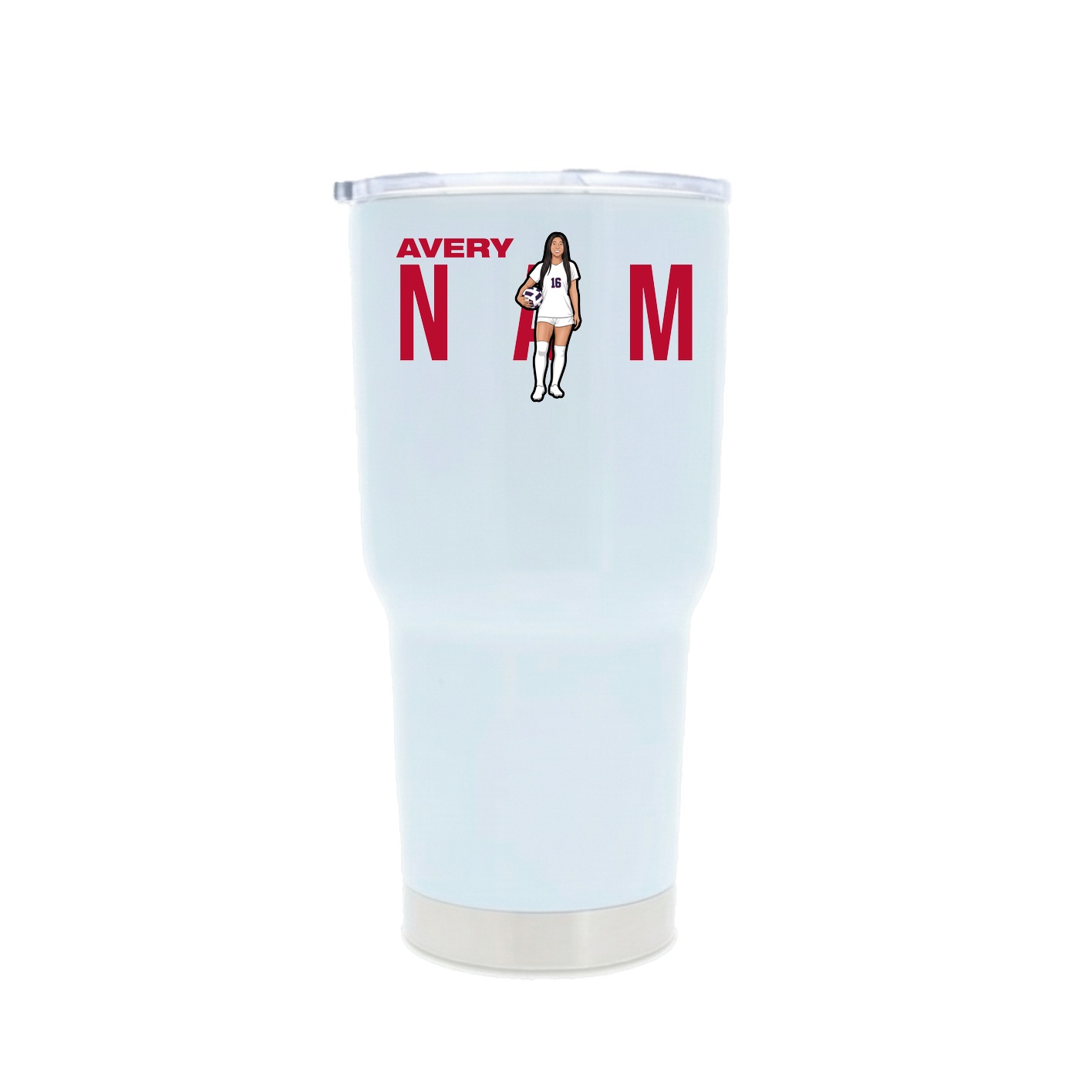 30oz Stainless Steel Tumbler — Player Name in White