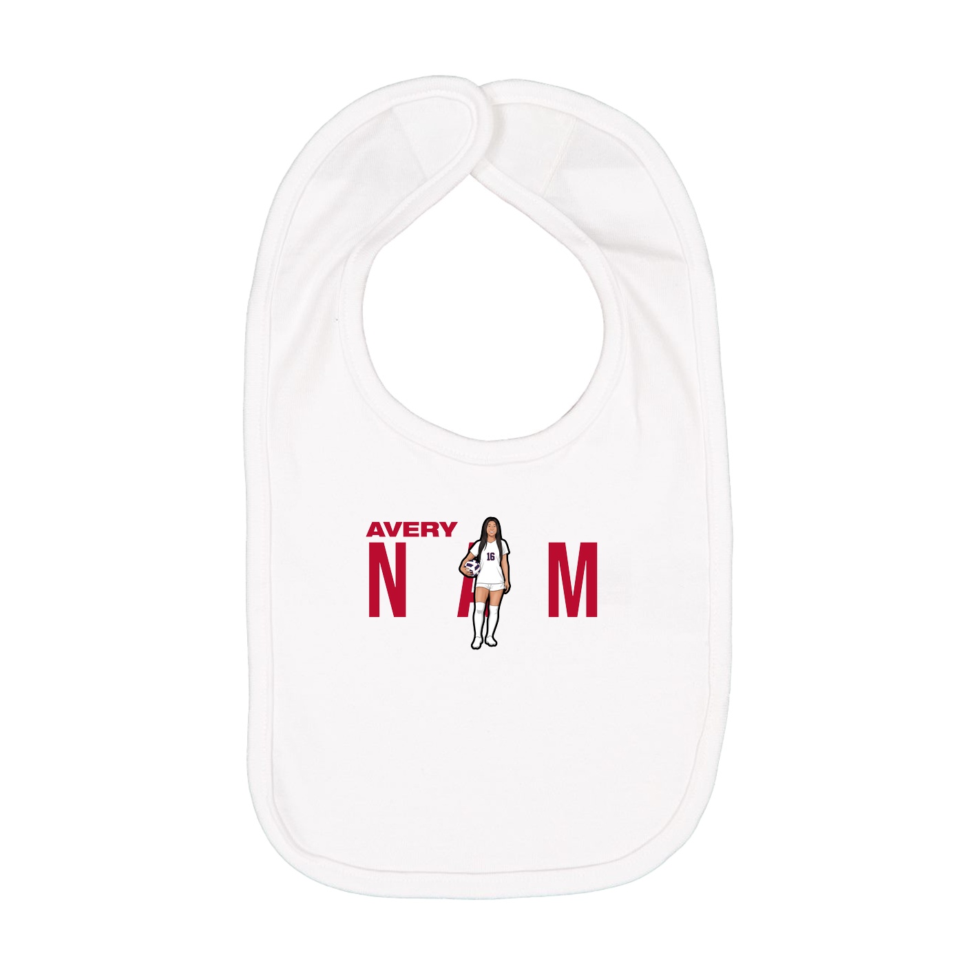 Infant Bib — Player Name in White