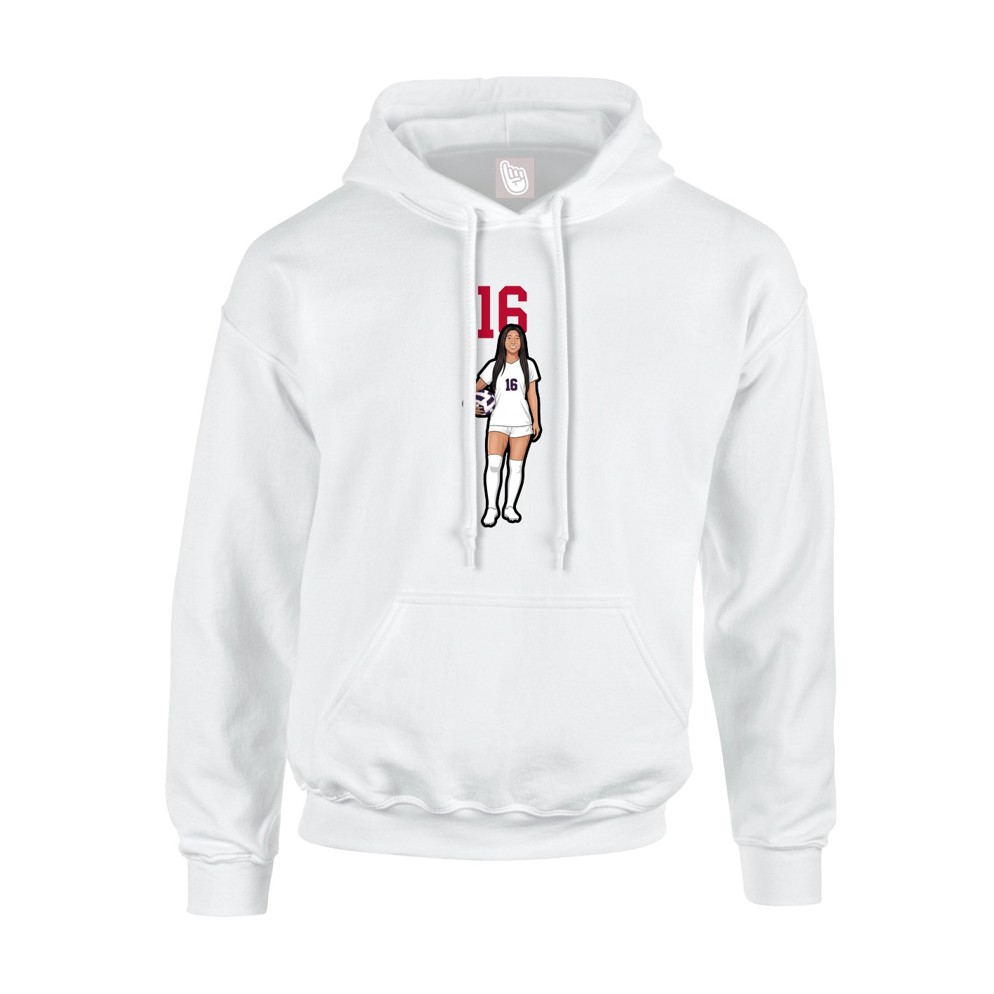 Youth Hoodie — Number Top in White