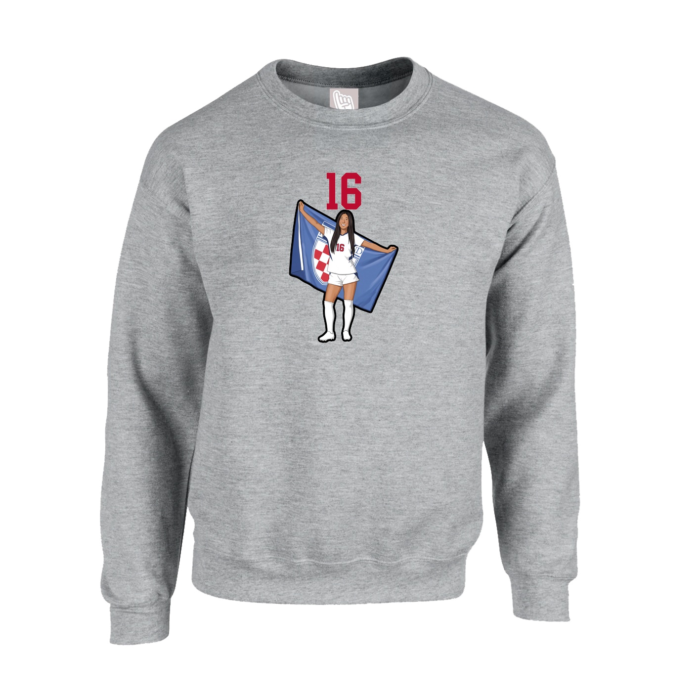 Fleece Crew — Number Top in Grey