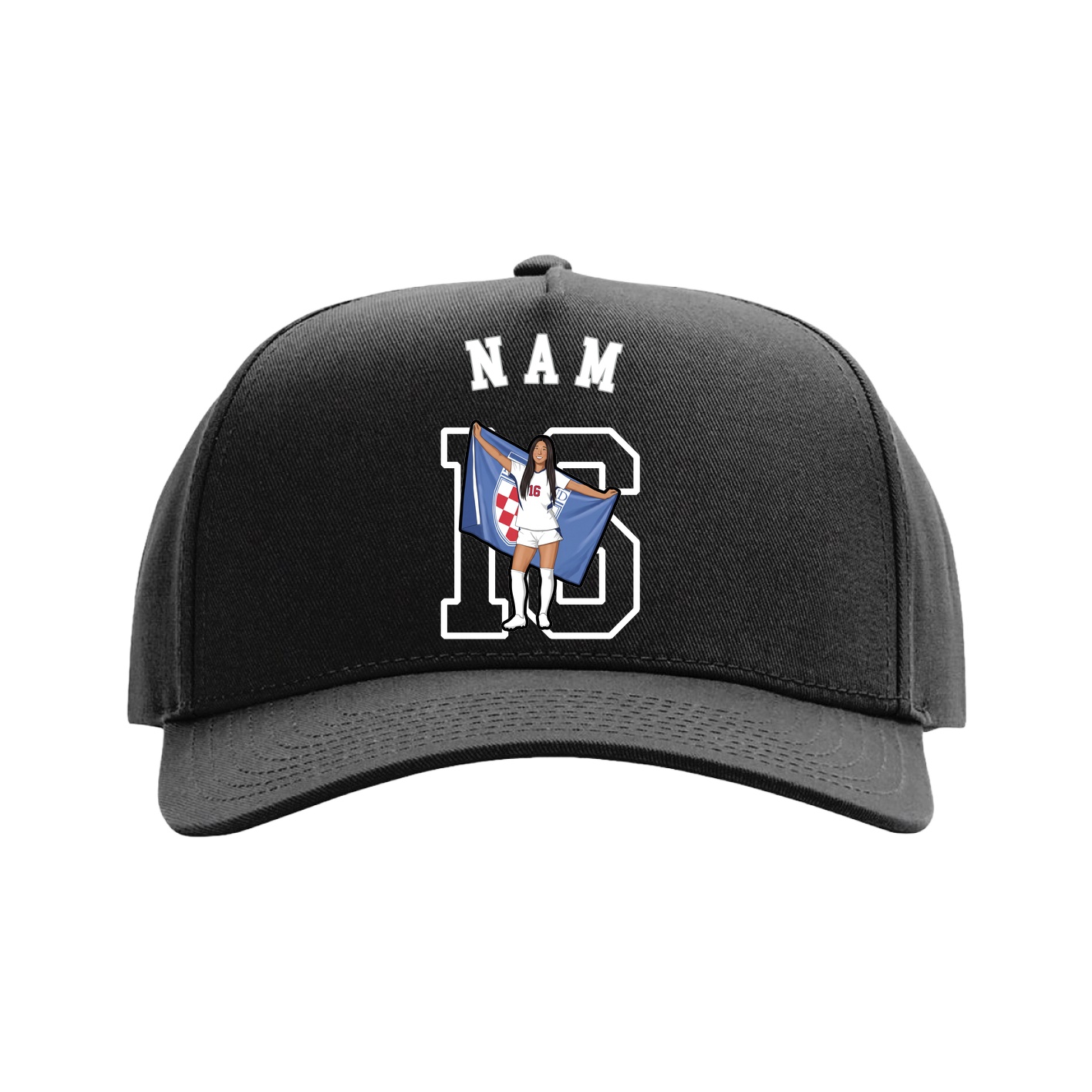 Full Fabric Five-Panel Champ Cap — Shirsey Arch in Black