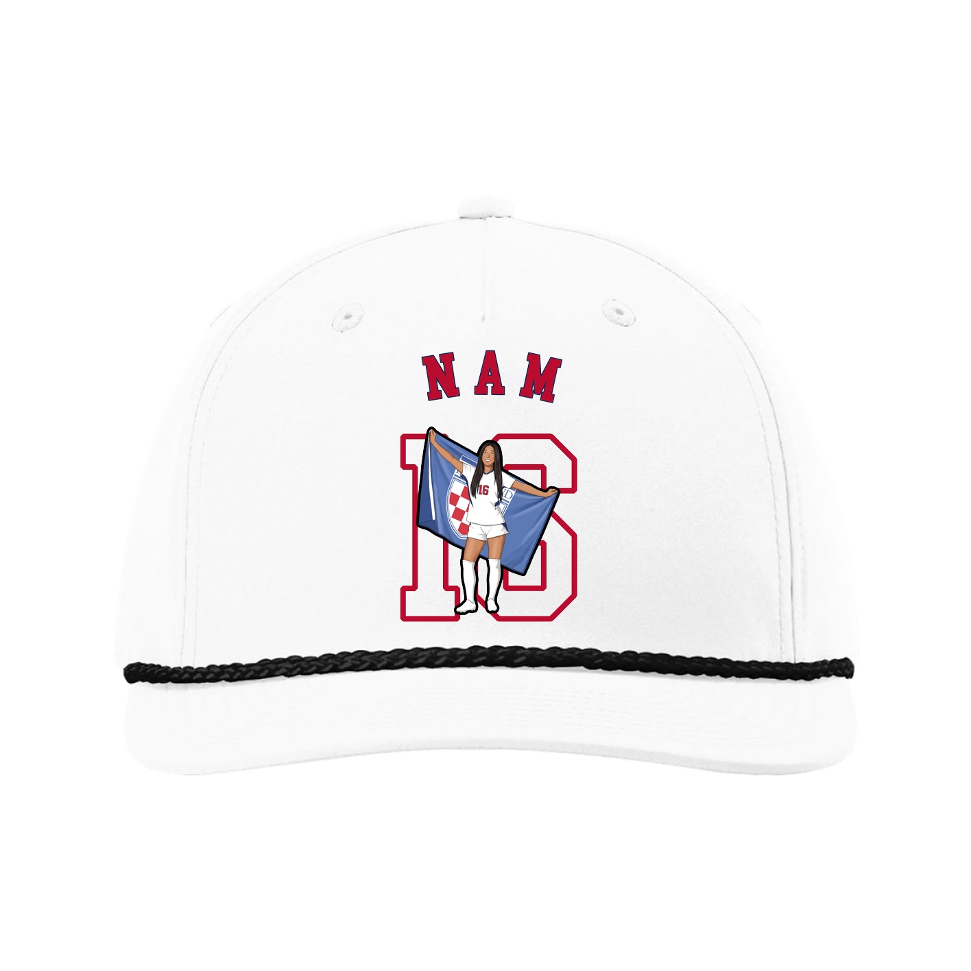 Five-Panel Classic Rope Cap — Shirsey Arch in White