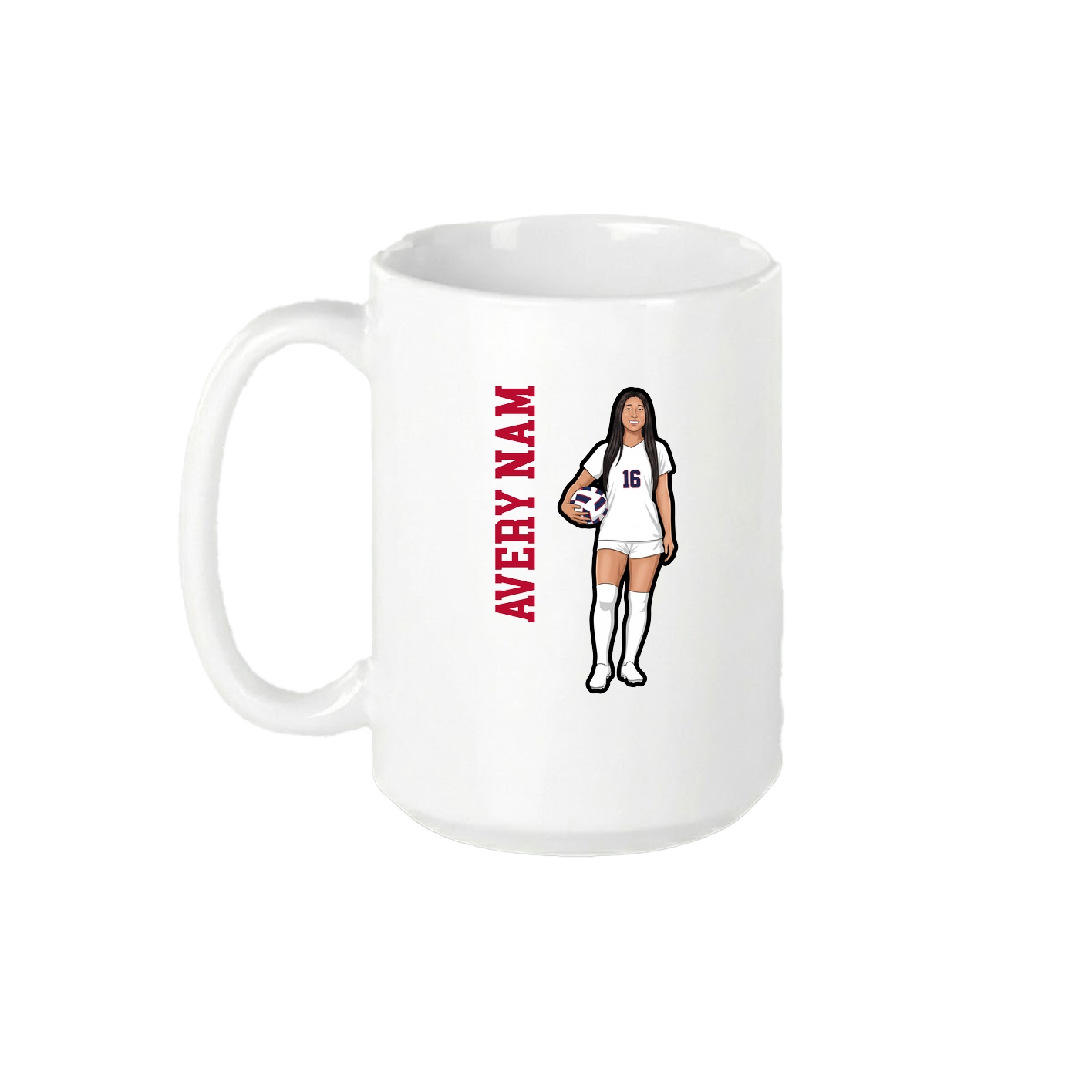 15oz Coffee Mug — Name Vertical in White