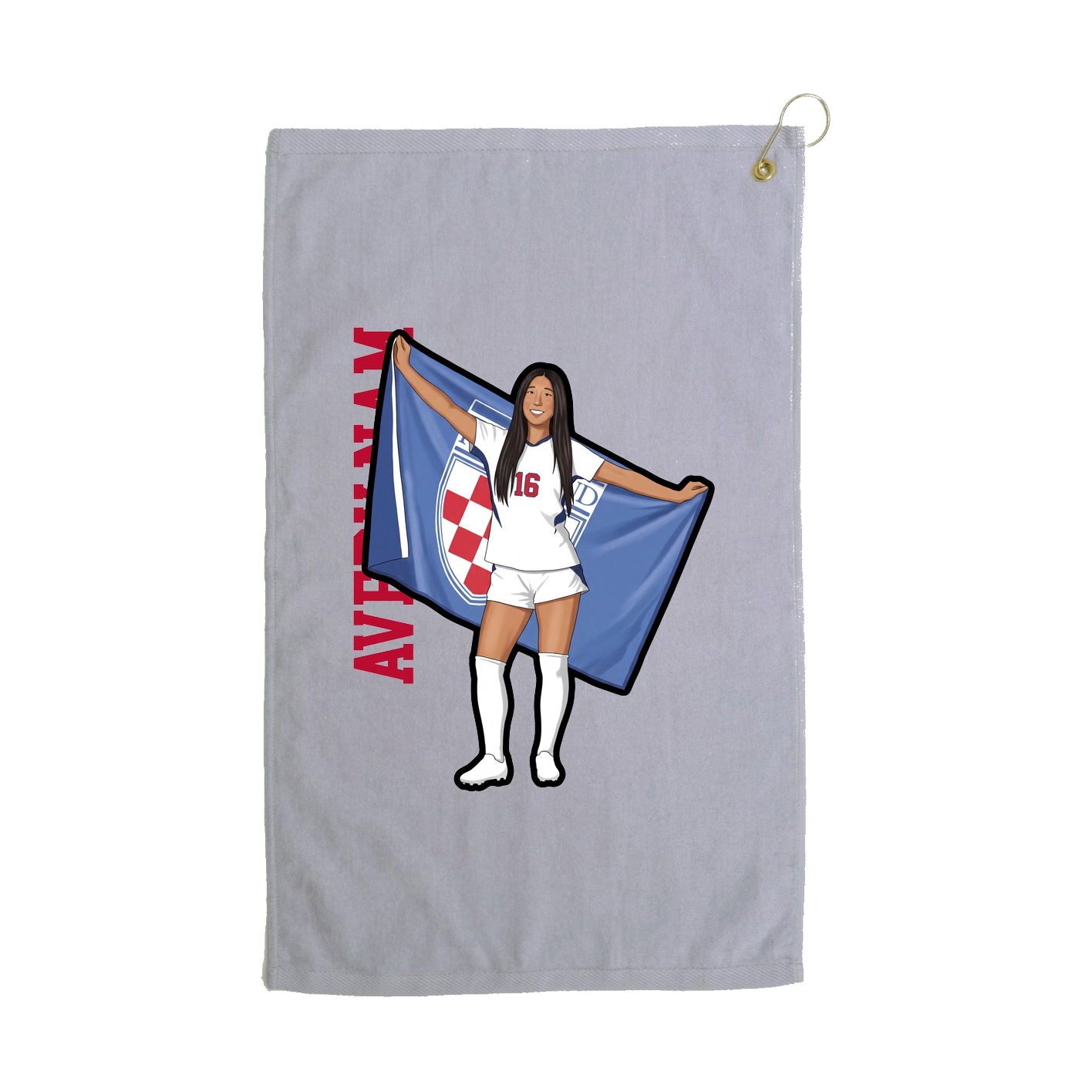 Golf Towel — Name Vertical in Grey