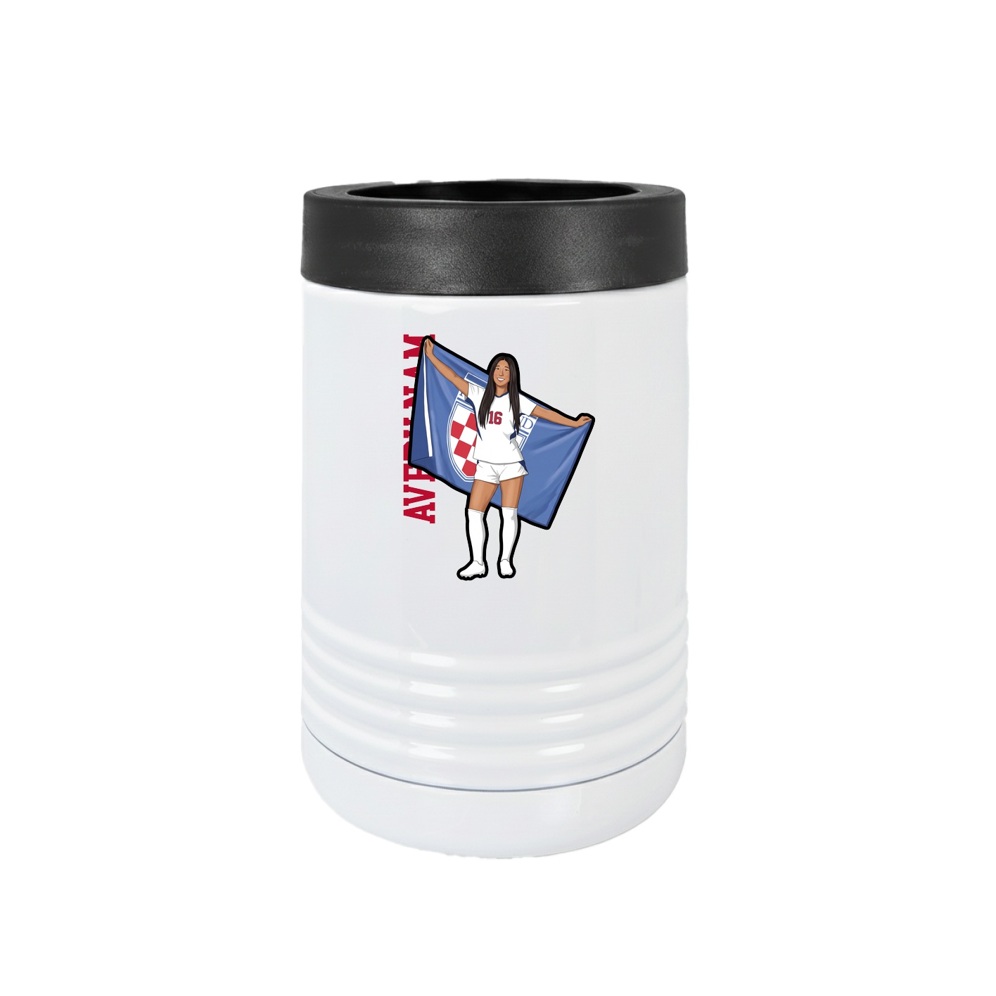 Beverage Holder — Name Vertical in White