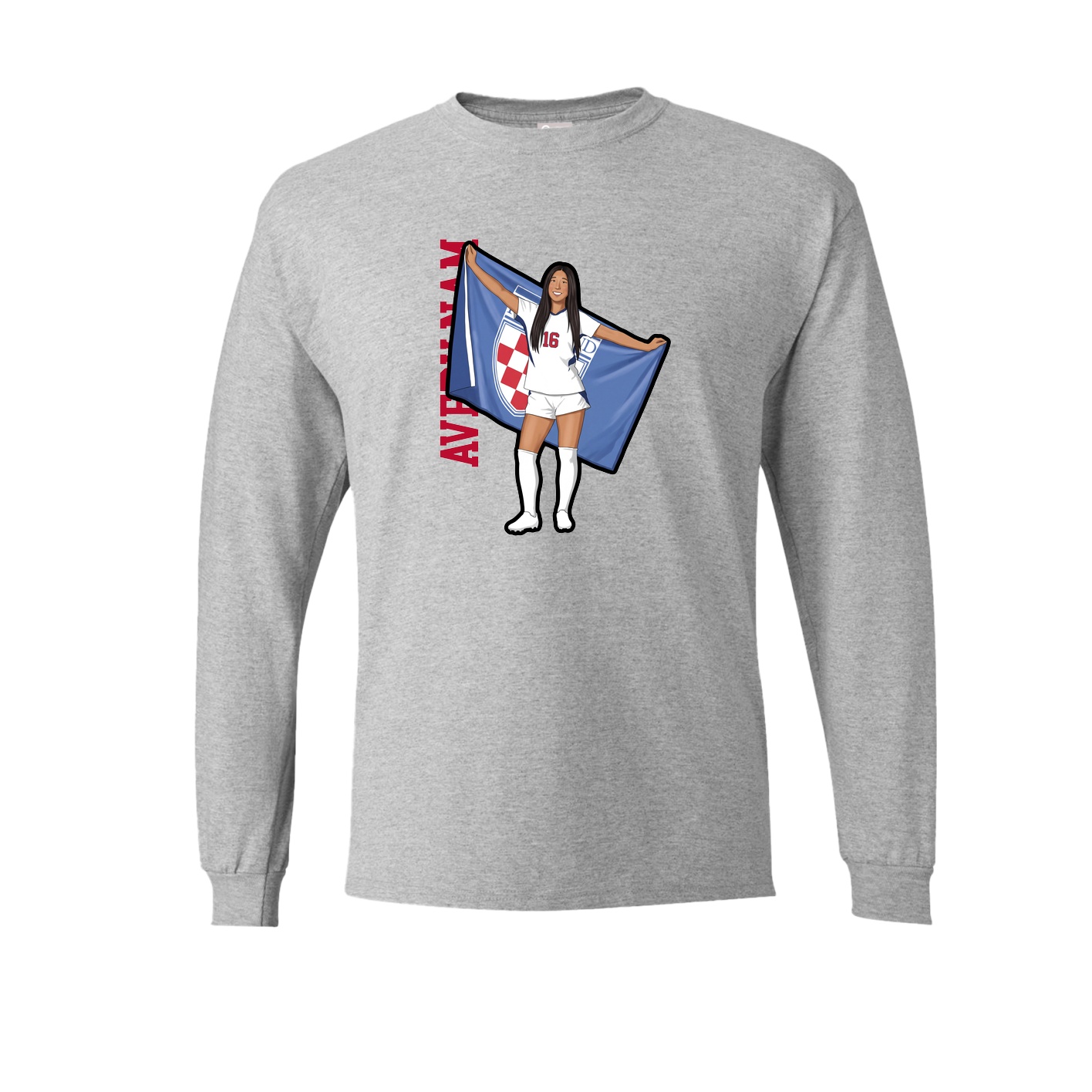 Long Sleeve Tee — Name Vertical in Grey