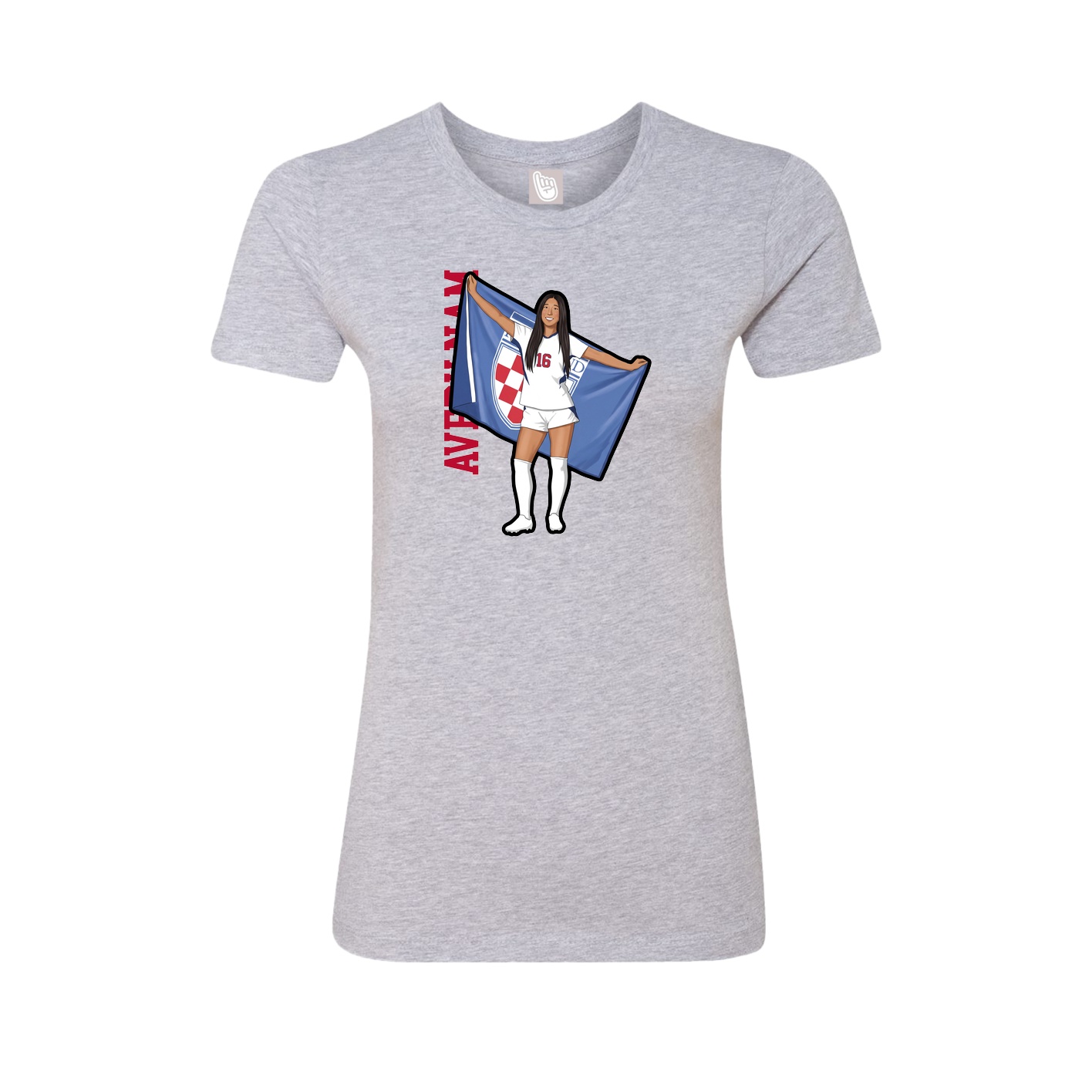 Fitted Women's Tee — Name Vertical in Grey
